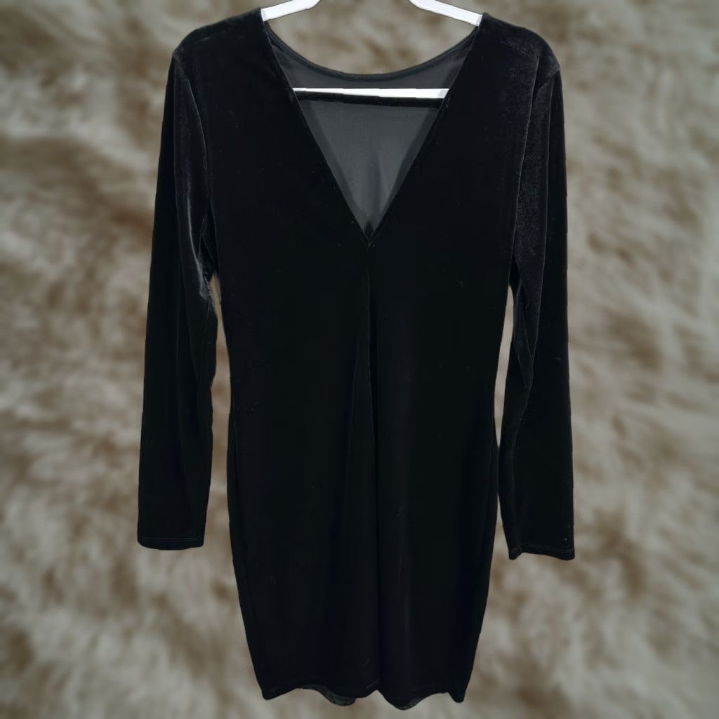 Nine West NINE WEST Cara Santana Black Velvet Dress V-Neck Bodycon Evening Sz L NWT Womens Size L / US 10 / IT 46 - 1 Thumbnail