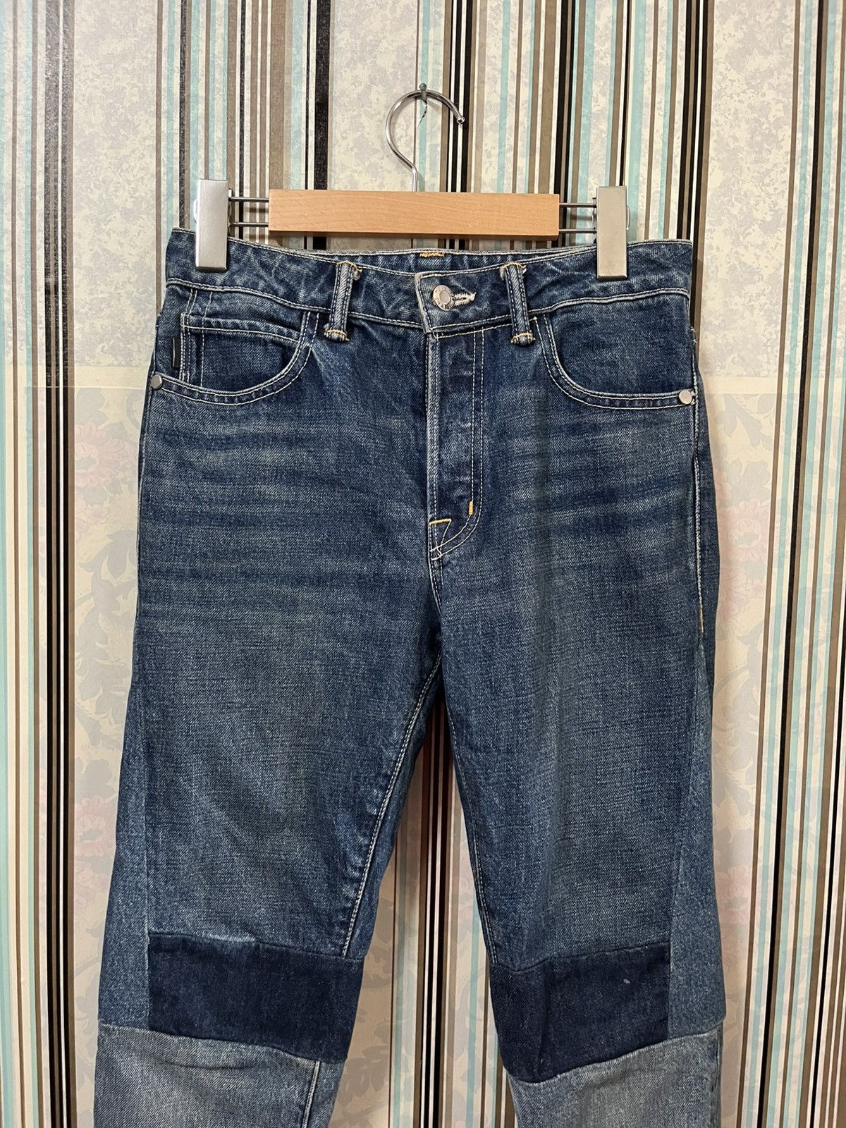 Helmut Lang 2000s high rise crop slim vintage blue patchwork #I3 Size US 26 / EU 42 - 4 Thumbnail