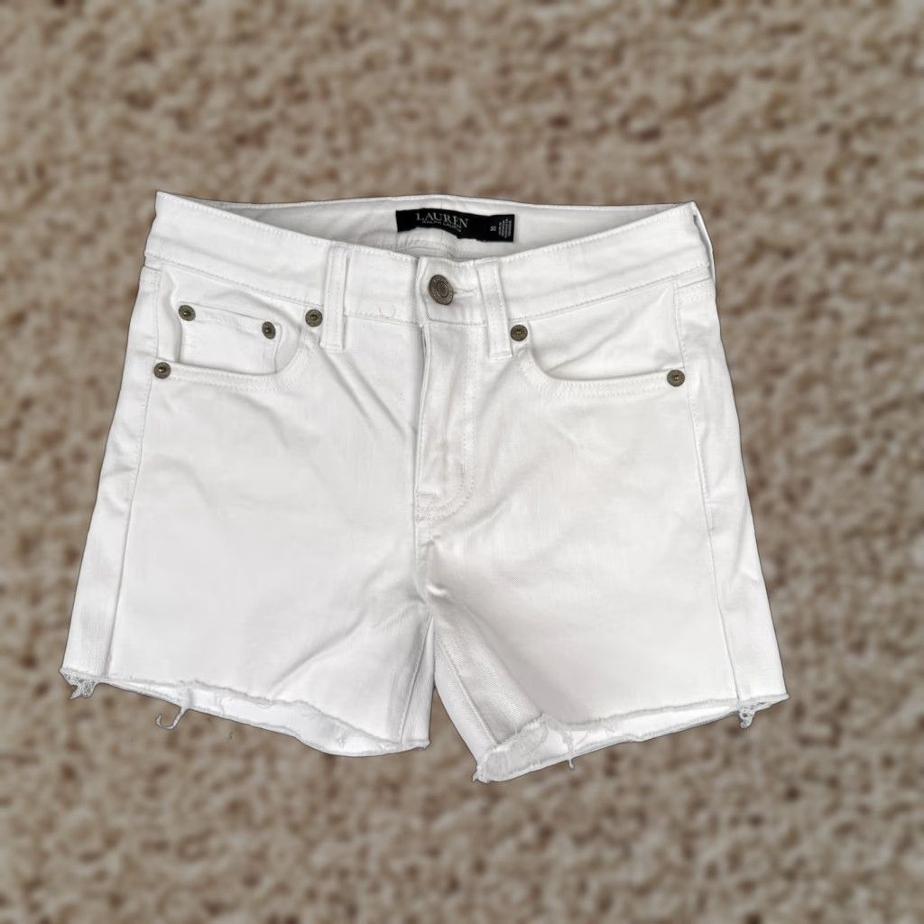 Ralph Lauren Lauren Ralph Lauren Shorts Women 00 White LRL Cutoff Denim Cotton Black Label Size 24" / US 00 / IT 34 - 1 Thumbnail