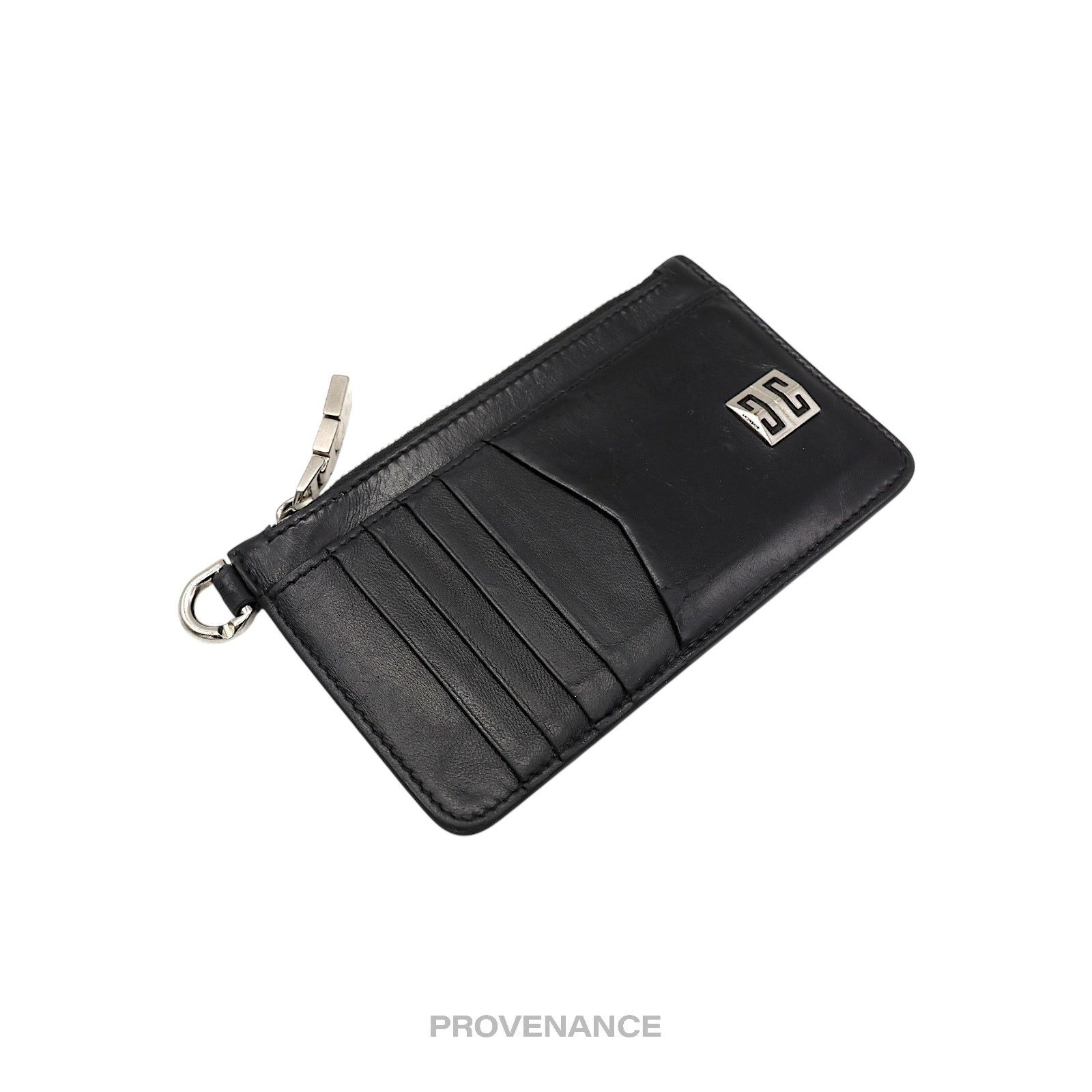 Givenchy 🔴 Givenchy 4G Logo Zip Card Holder Wallet - Black Leather Size ONE SIZE - 3 Thumbnail