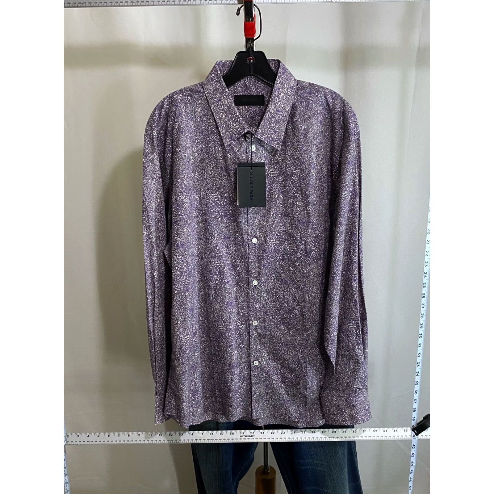 Nicole Farhi Nicole Farhi Shirt XL Long Sleeve Plum Floral NWT Mens 17.5 x 35/36 Extra Large Button-Up Size US XL / EU 56 / 4 - 4 Thumbnail