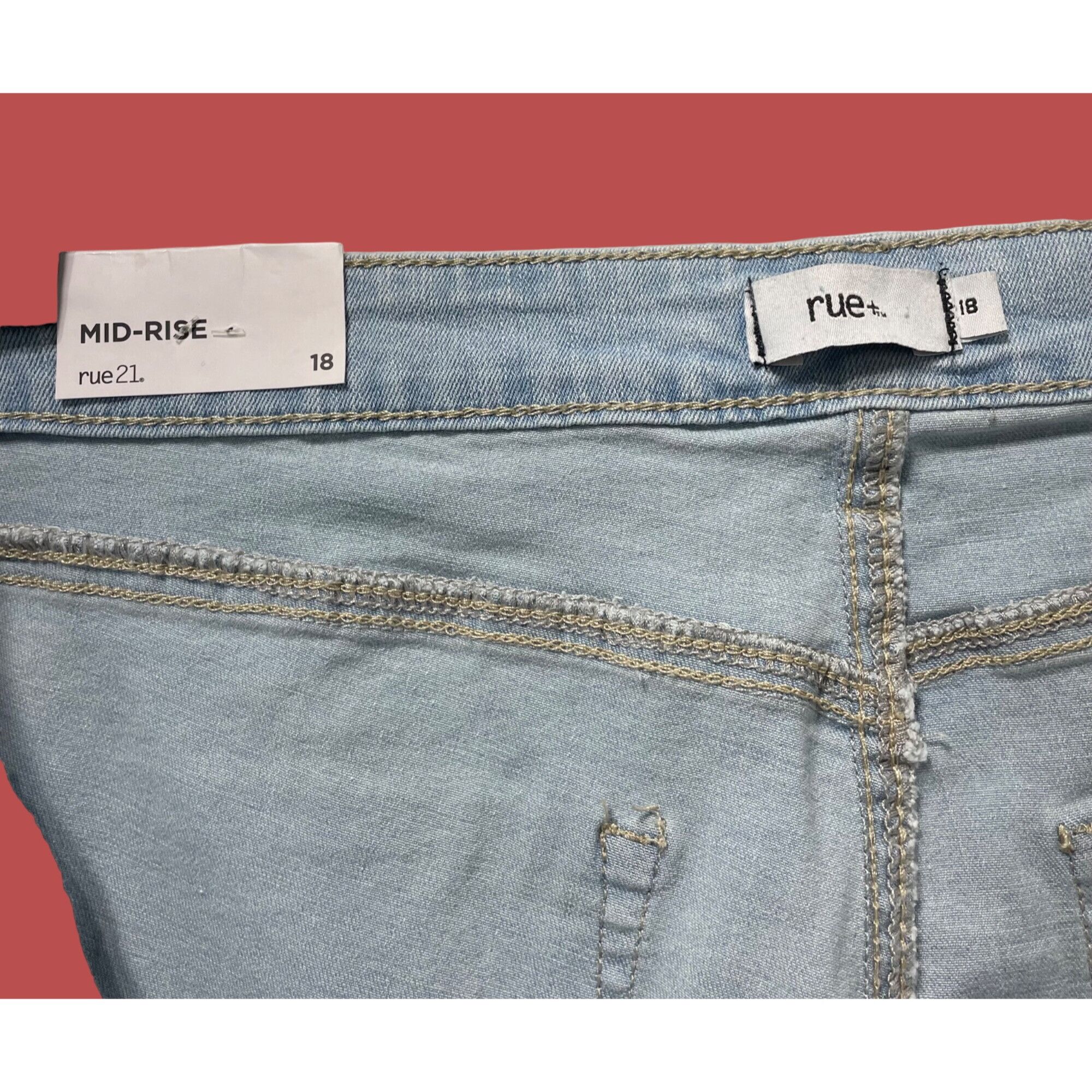 Other Rue + - Women's Ultimate Stretch Mid-Rise Jeans - Light Blue Size 40" / US 18 - 10 Thumbnail