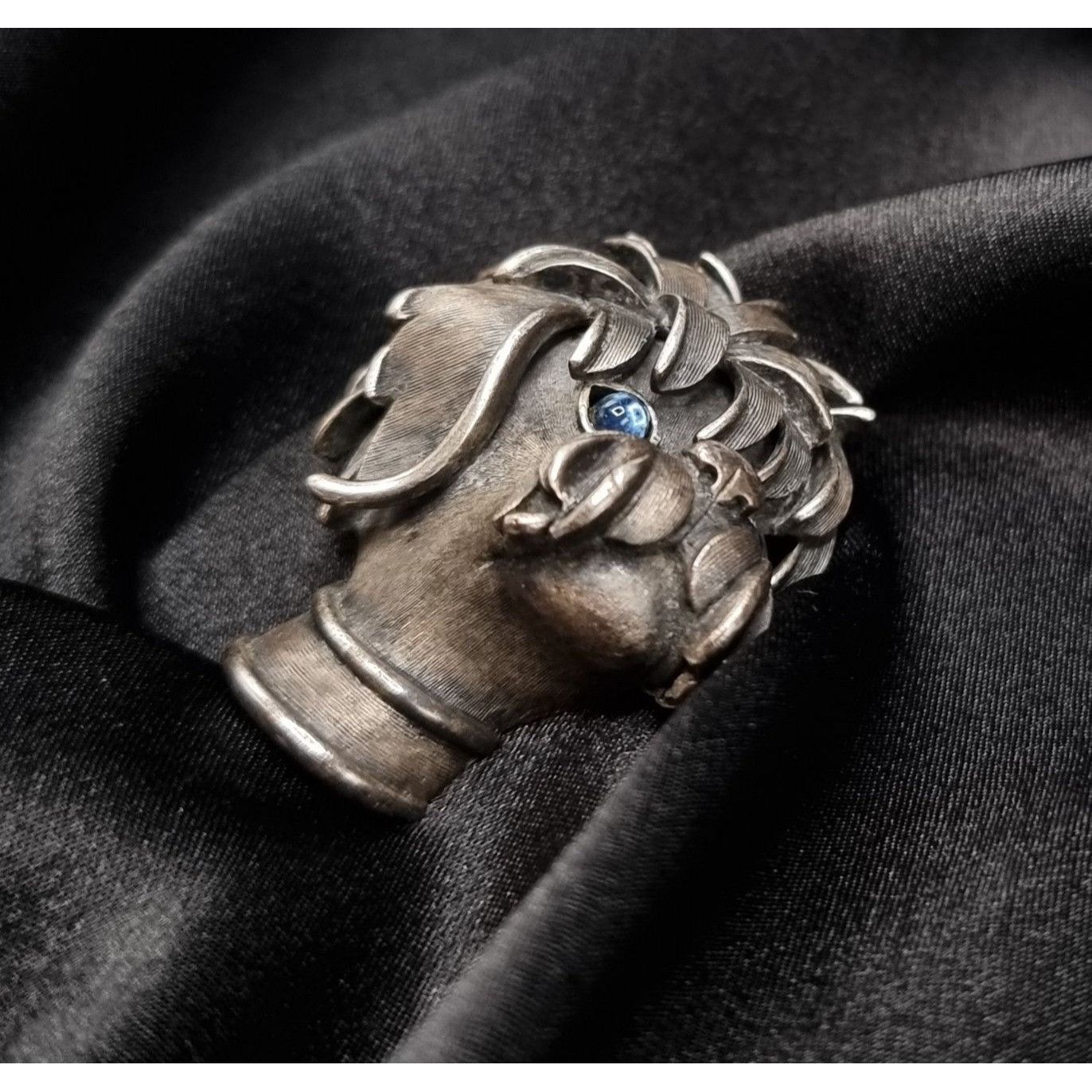 Vintage Rare Find Vintage TRIFARI 1960's Dog Head Brooch With Blue R Size ONE SIZE - 3 Thumbnail