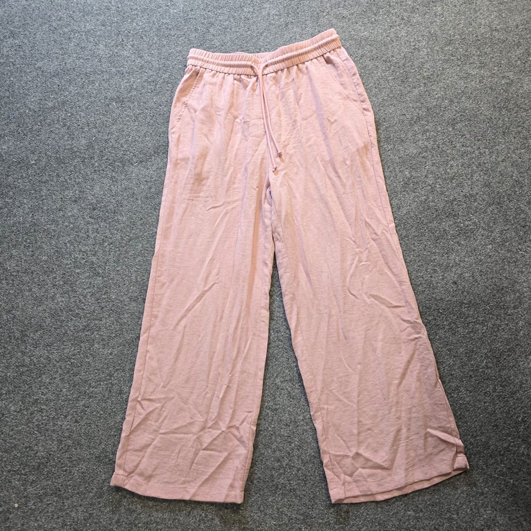 Vintage Halara Pants Womens Large Pink Pleated Textured Wide-Leg Stretch Casual Dress Pants Regular Fit Womens Size 36" / US 14 / IT 50 - 2 Thumbnail