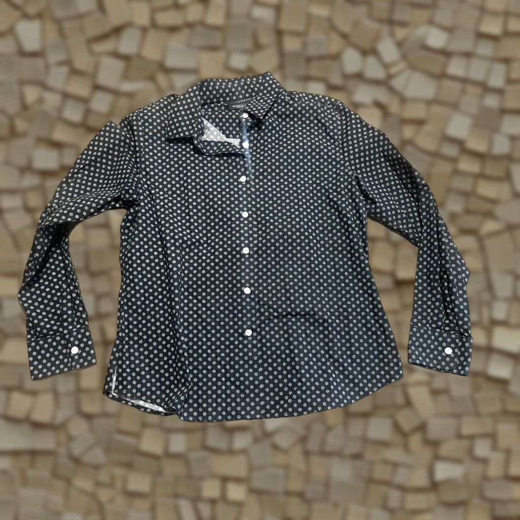 Vintage FOXCROFT Shirt Women's Size M Black White Allover Print Button Up Casual Modern Regular Long Sleeve Collared Size M / US 6-8 / IT 42-44 - 1 Thumbnail