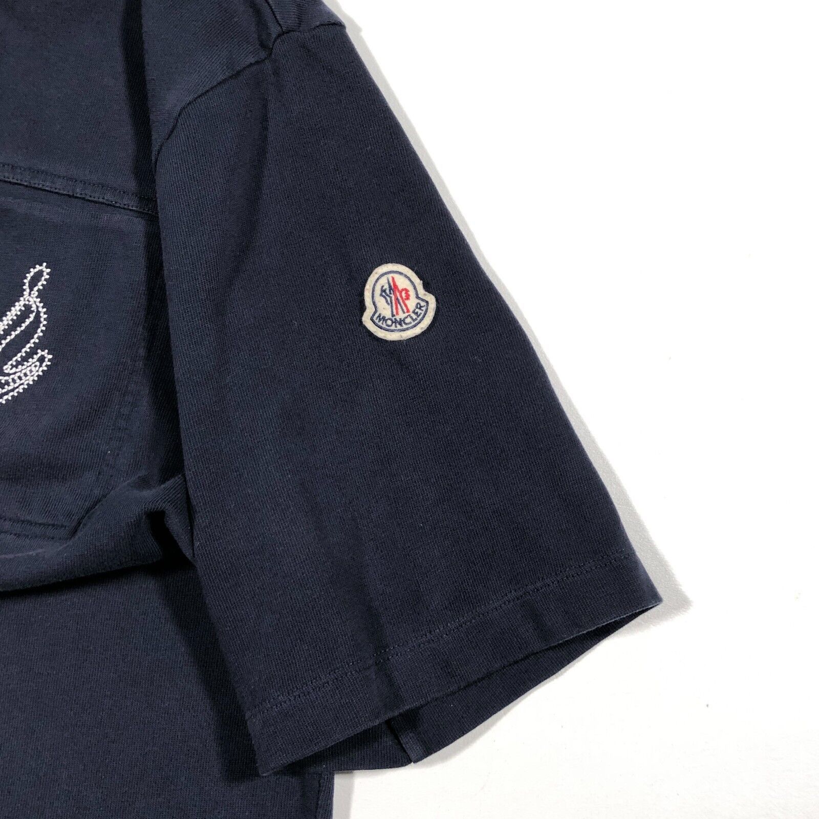 Moncler Moncler Signature Script Logo Navy Pocket Tee Size Large L Size US L / EU 52-54 / 3 - 3 Thumbnail