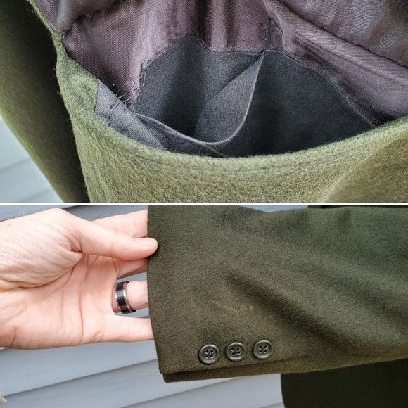 Vintage Vintage 70s Neiman Marcus Olive Green 100% Cashmere Blazer L Size 44R - 5 Thumbnail