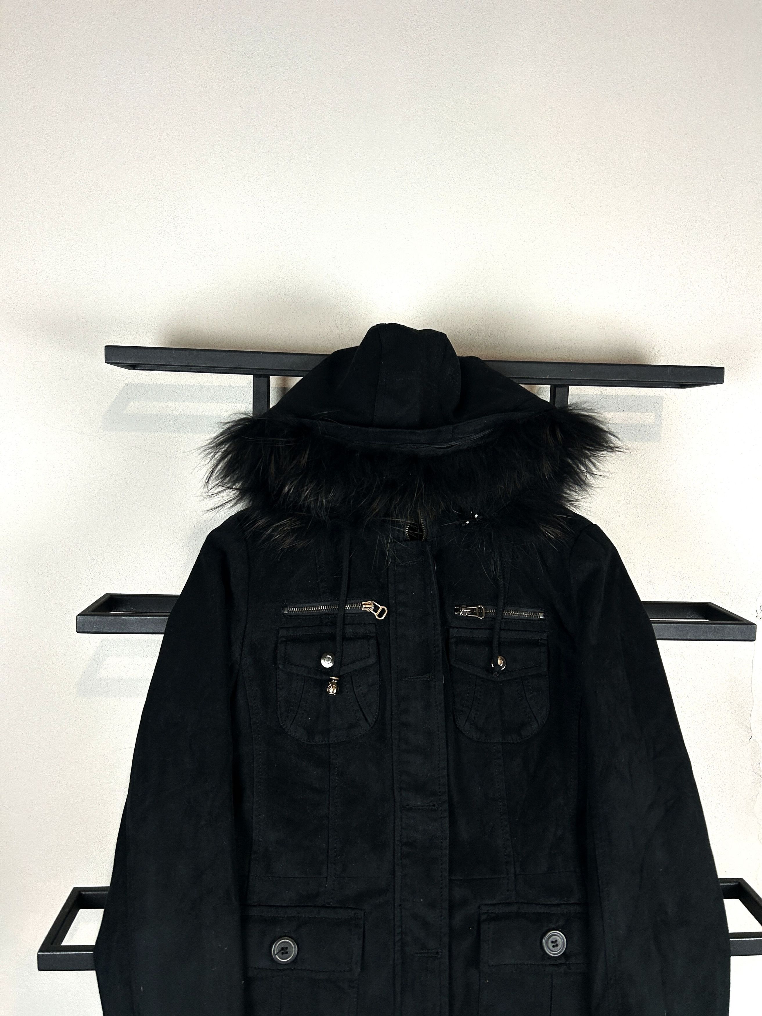 Diesel Y2K Black Jacket Fur Hood Military Vintage Archive Style Size US S / EU 44-46 / 1 - 2 Thumbnail