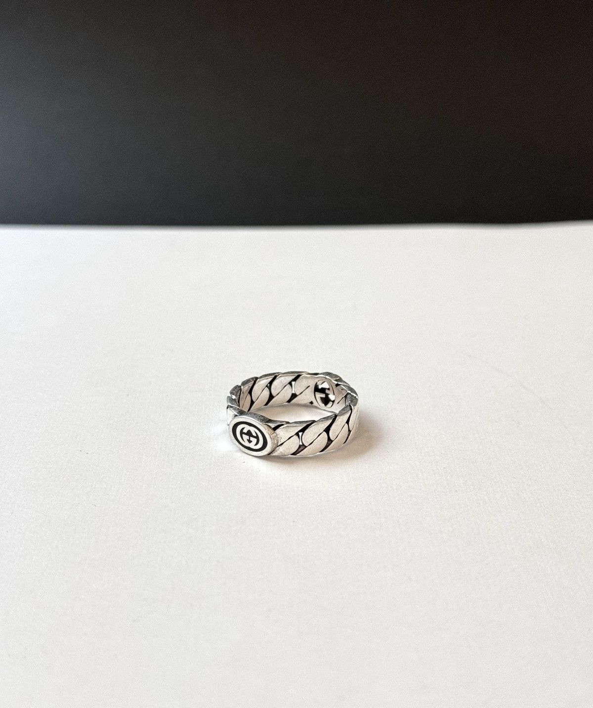 Gucci Gucci .925 Silver Link Ring Black Size ONE SIZE - 4 Thumbnail