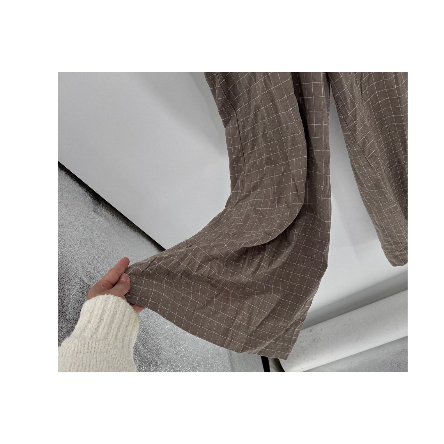 Other Easel brown windowpane adjustable wide leg jumpsuit size S Size 27" / US 4 / IT 40 - 6 Thumbnail