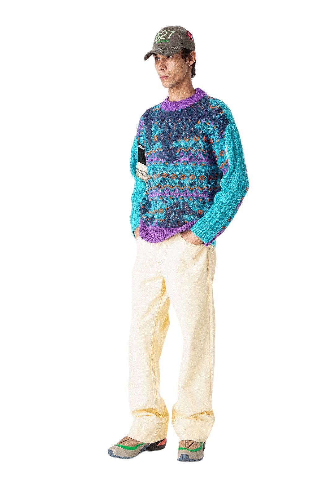 Andersson Bell Purple River Jacquard Patchwork Distressed Sweater Size US L / EU 52-54 / 3 - 3 Thumbnail