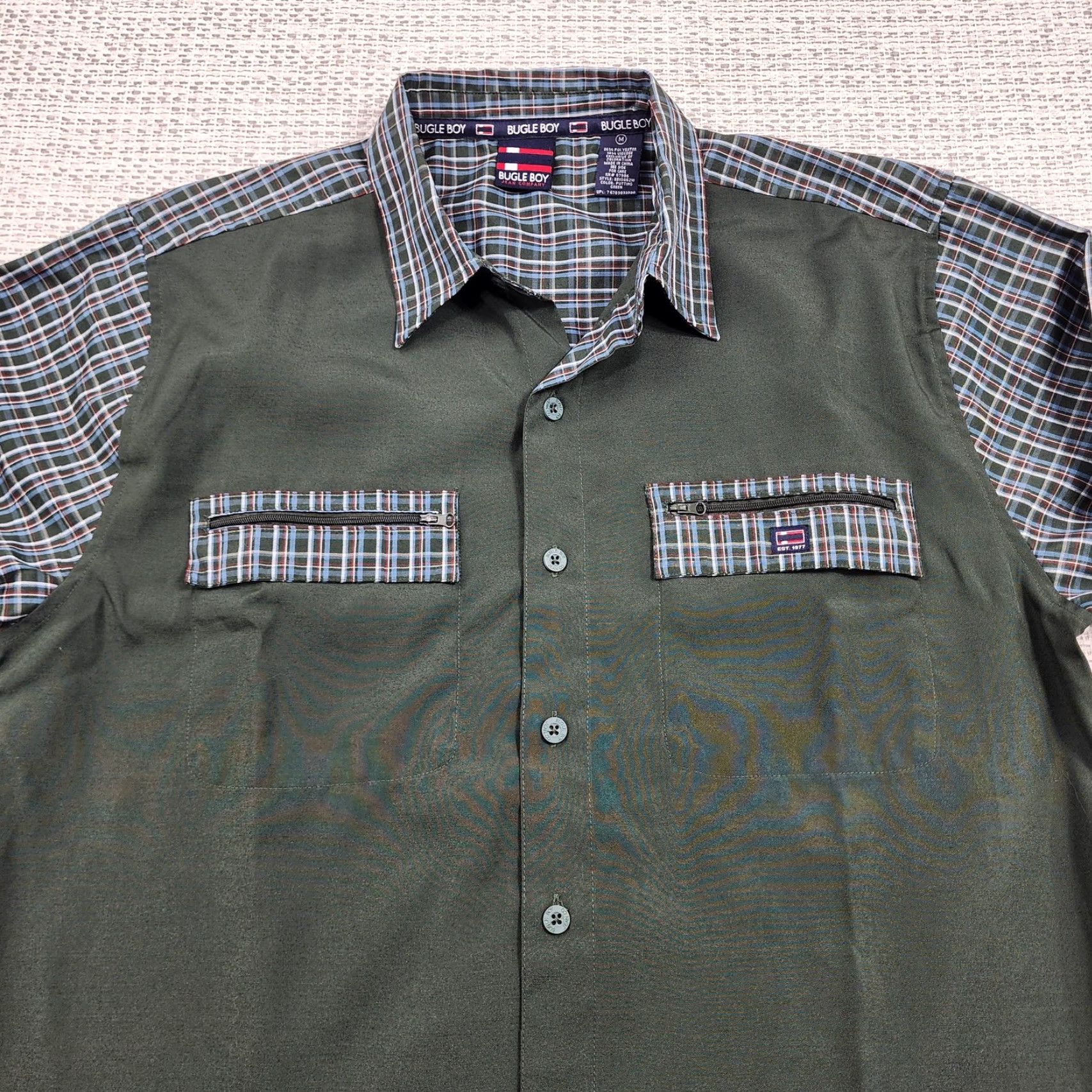 Bugle Boy VINTAGE Bugle Boy Shirt Mens M Green Plaid Long Sleeve Button-Up Utility Pockets Size US M / EU 48-50 / 2 - 5 Thumbnail