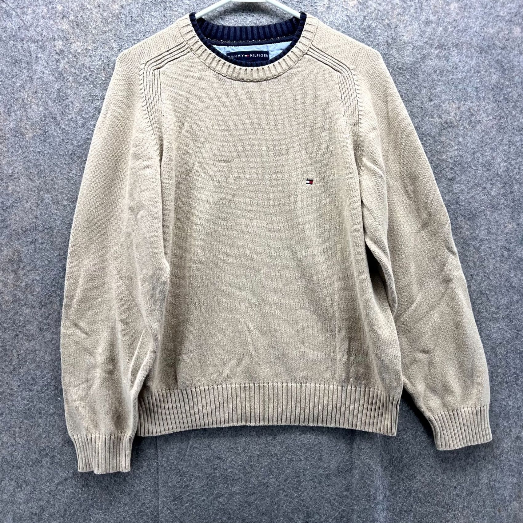 Tommy Hilfiger VINTAGE Tommy Hilfiger Sweater Mens M Khaki Crewneck Fleece Pullover Beige Tan Logo Striped? (Note: Original lacked stripes; adjust to exact terms.) Size US M / EU 48-50 / 2 - 2 Thumbnail