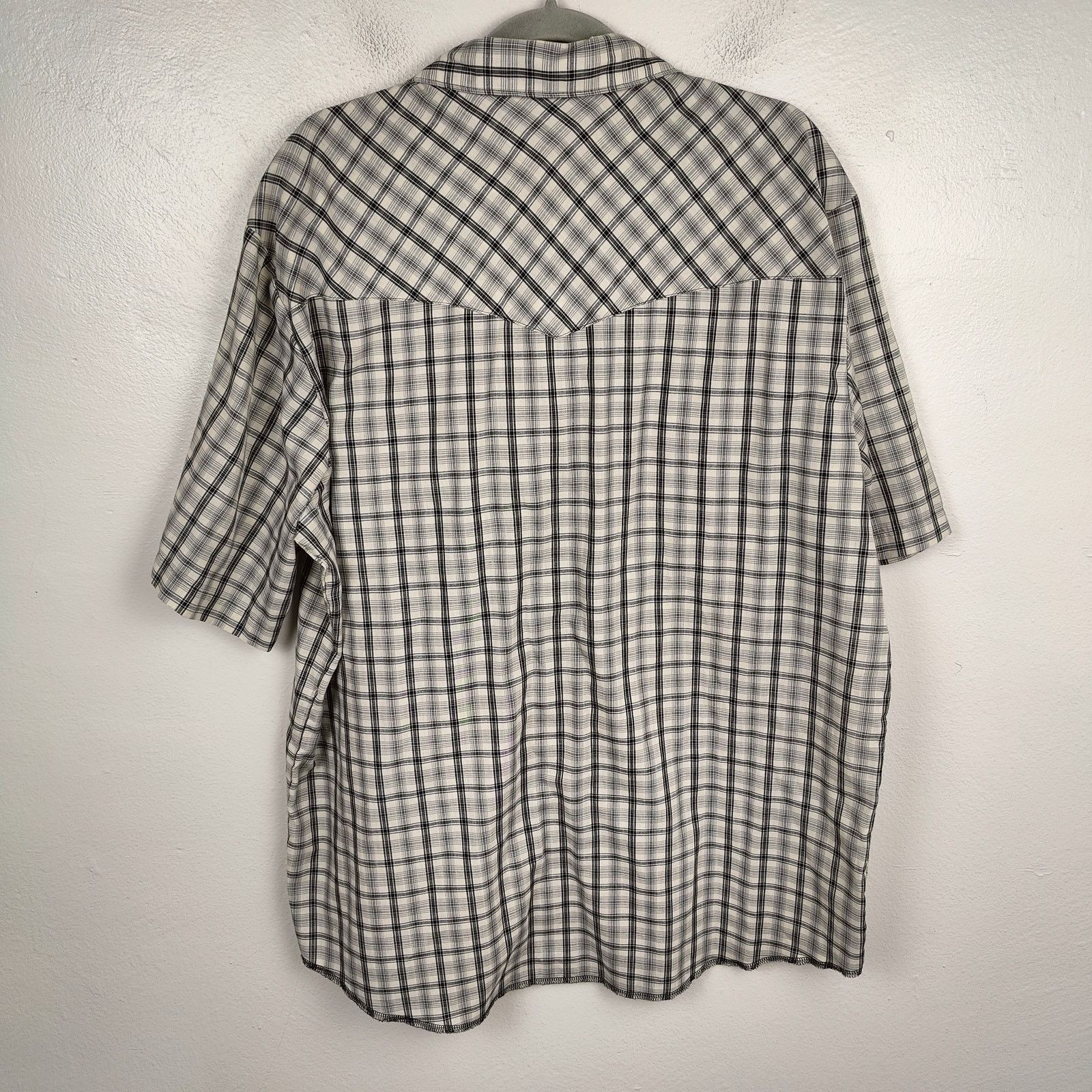 Wrangler Wrangler Pearl Snap Button Shirt Mens XL Gray Cream Plaid Size US XL / EU 56 / 4 - 3 Thumbnail