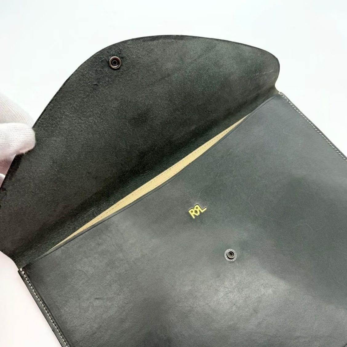 Ralph Lauren RRL Ralph Lauren Clutch Bag Leather Black Concho-button Pre-owned Men's Size ONE SIZE - 5 Thumbnail