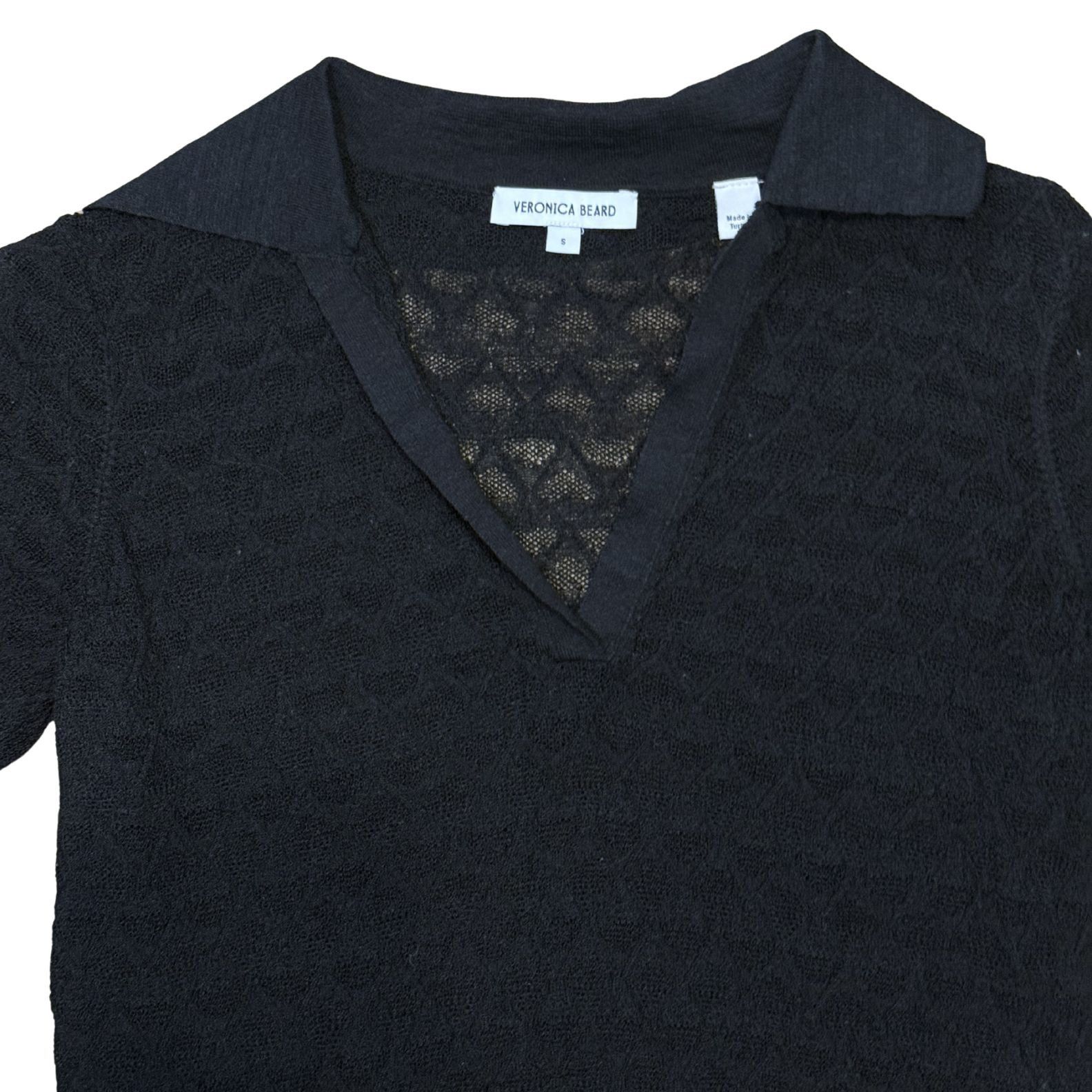 Veronica Beard VERONICA BEARD Knit Black Polo Shirt Top EUC $348 S Size S / US 4 / IT 40 - 2 Thumbnail