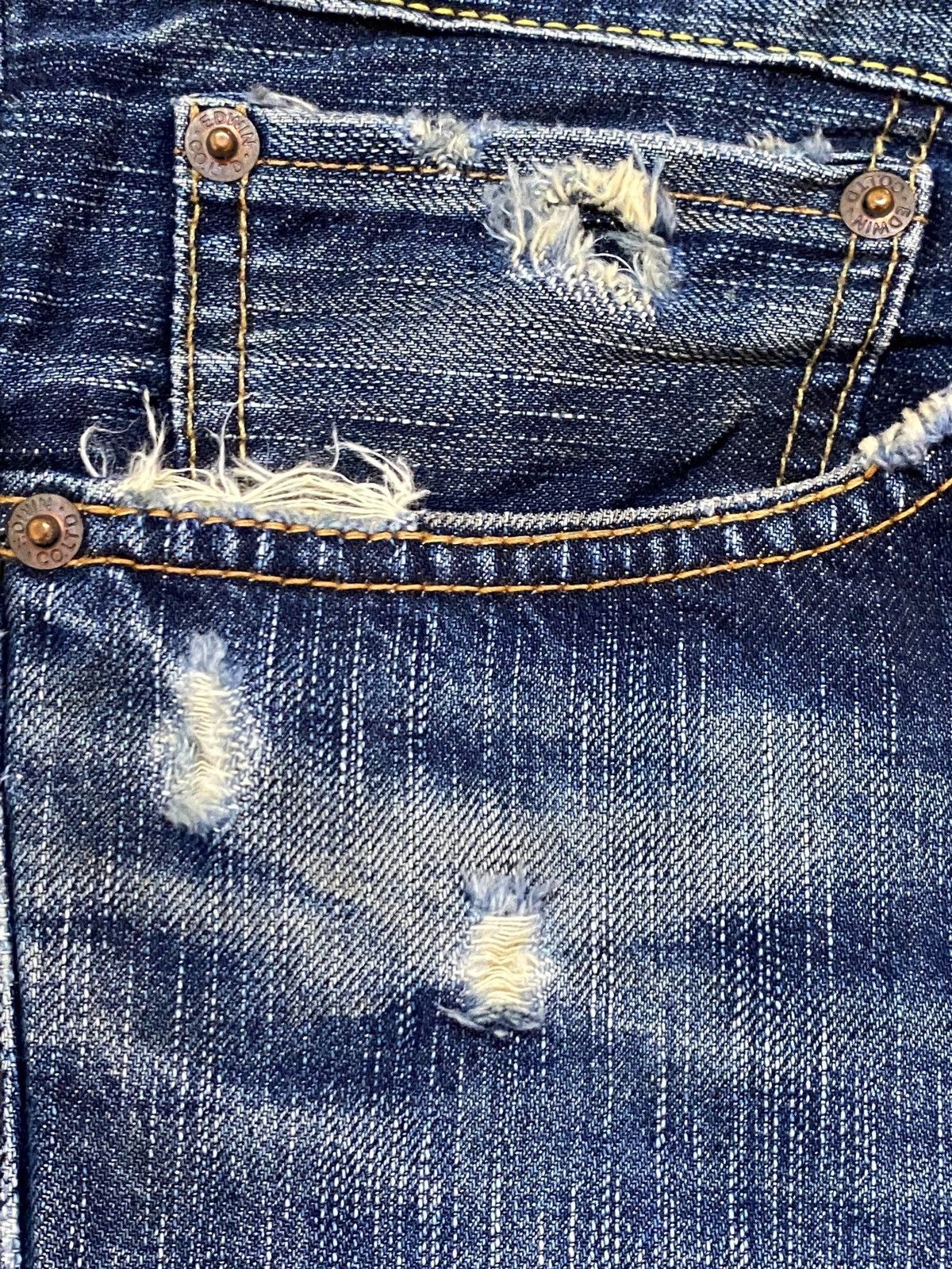 Edwin Vintage Edwin Blue Wash Distressed Flare Jeans Size 35" - 11 Thumbnail