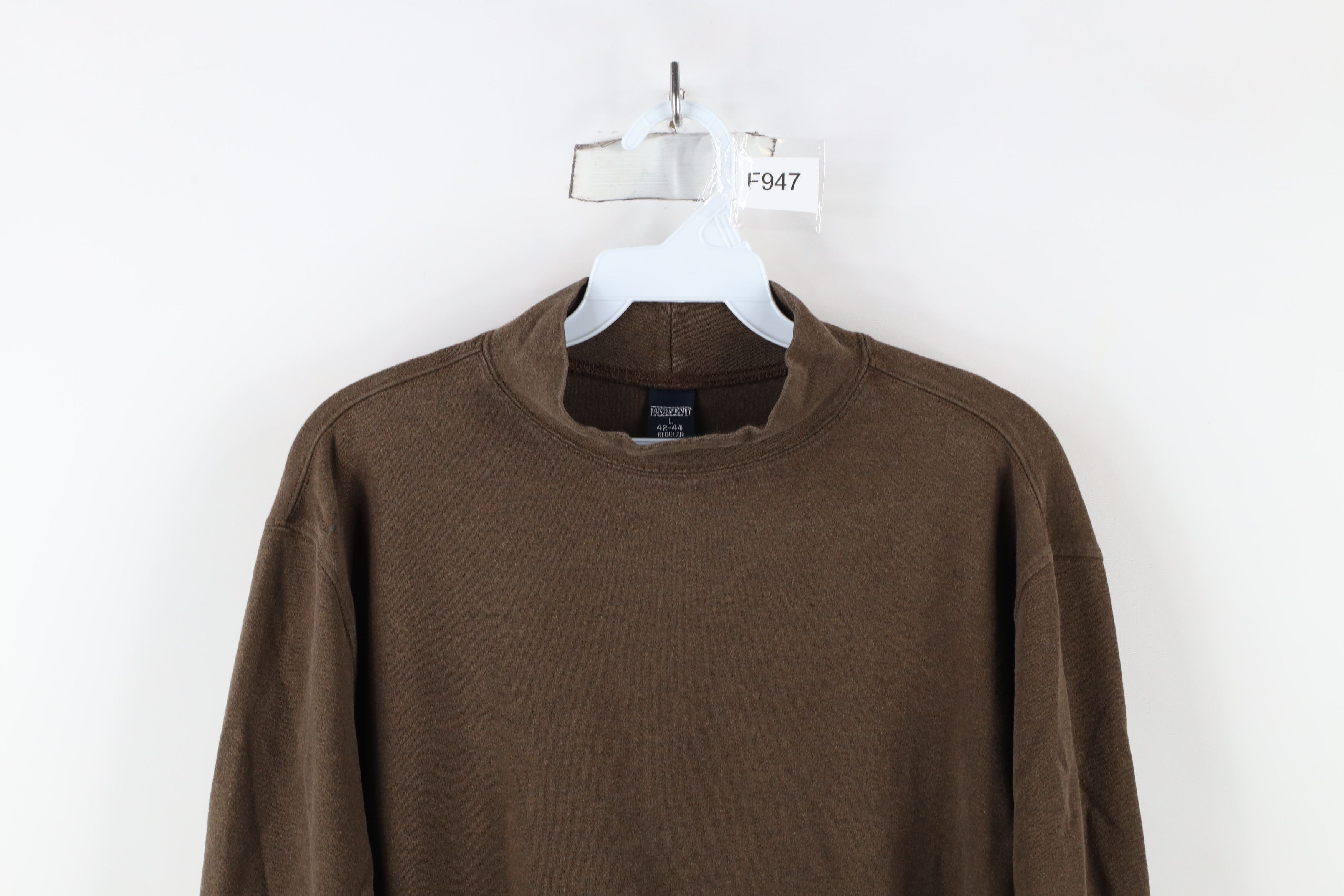 Lands' End × Vintage Vintage 90s Lands End Mock Neck Long Sleeve T-Shirt Brown Size US L / EU 52-54 / 3 - 2 Thumbnail