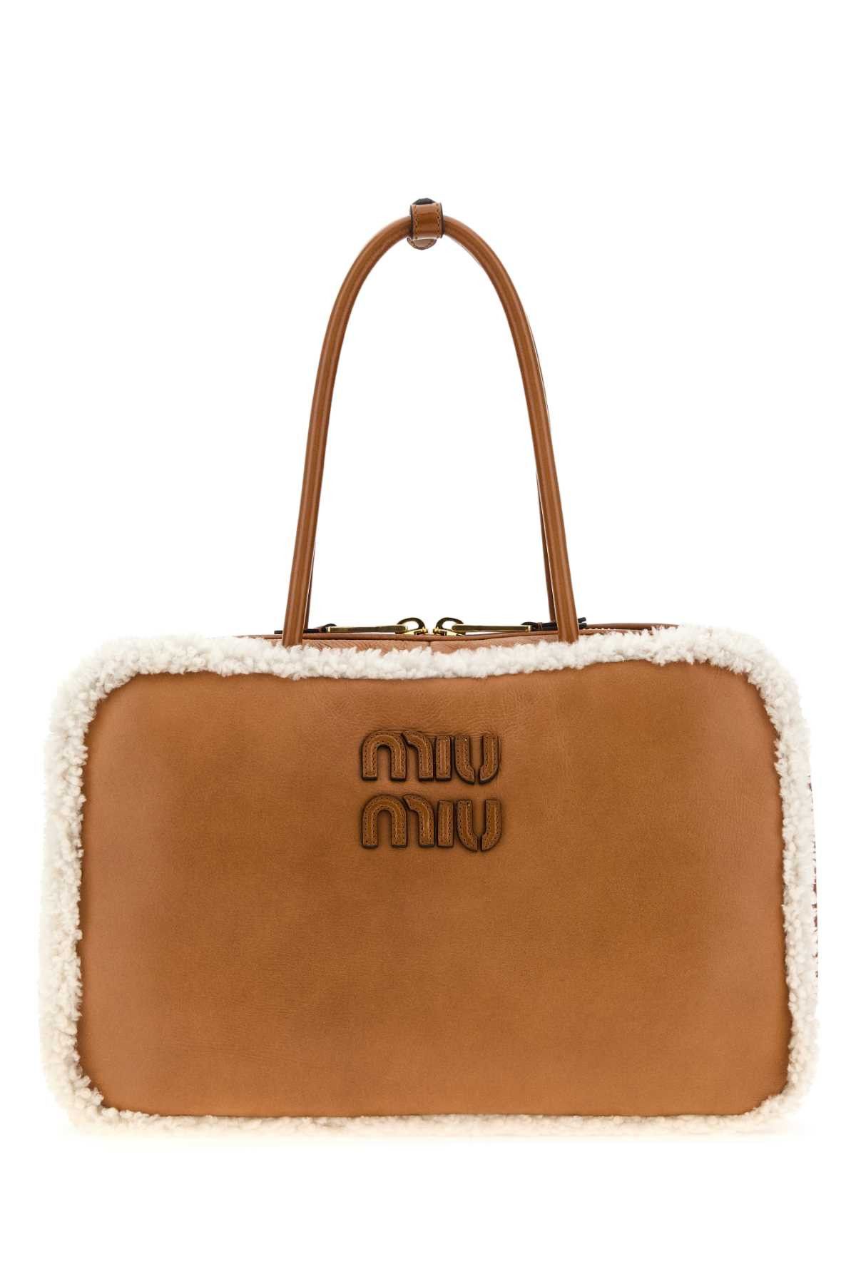 Miu Miu Camel Leather Beau Handbag Size ONE SIZE - 1 Thumbnail