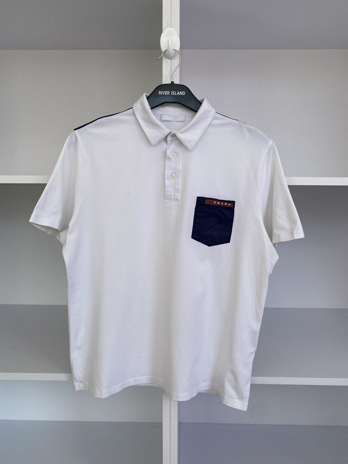 Prada Vintage Prada Red Tab Pocket Polo T-Shirt Size US L / EU 52-54 / 3 - 2 Thumbnail