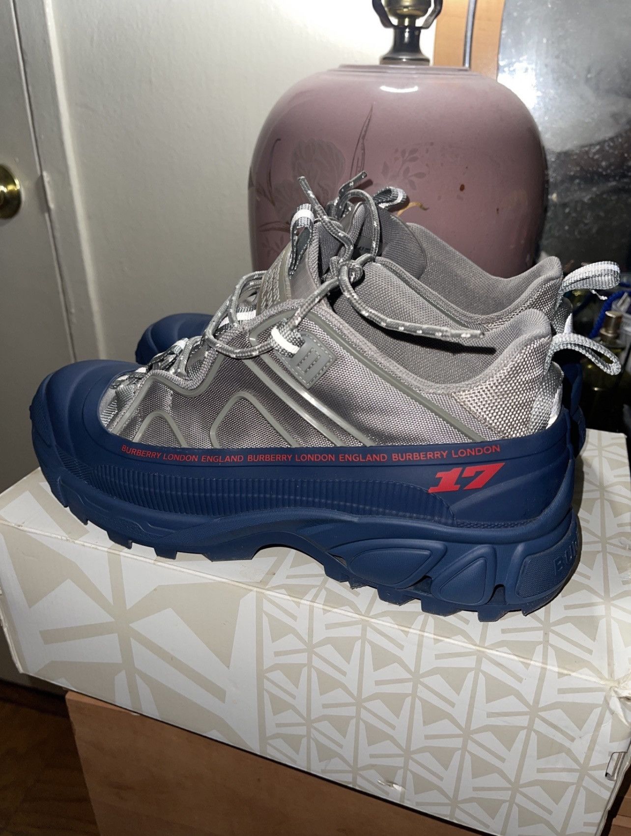 Burberry BURBERRY ARTHUR SNEAKERS WARM GREY OCEANIC BLUE SZ 43 (10) Size US 10 / EU 43 - 3 Thumbnail