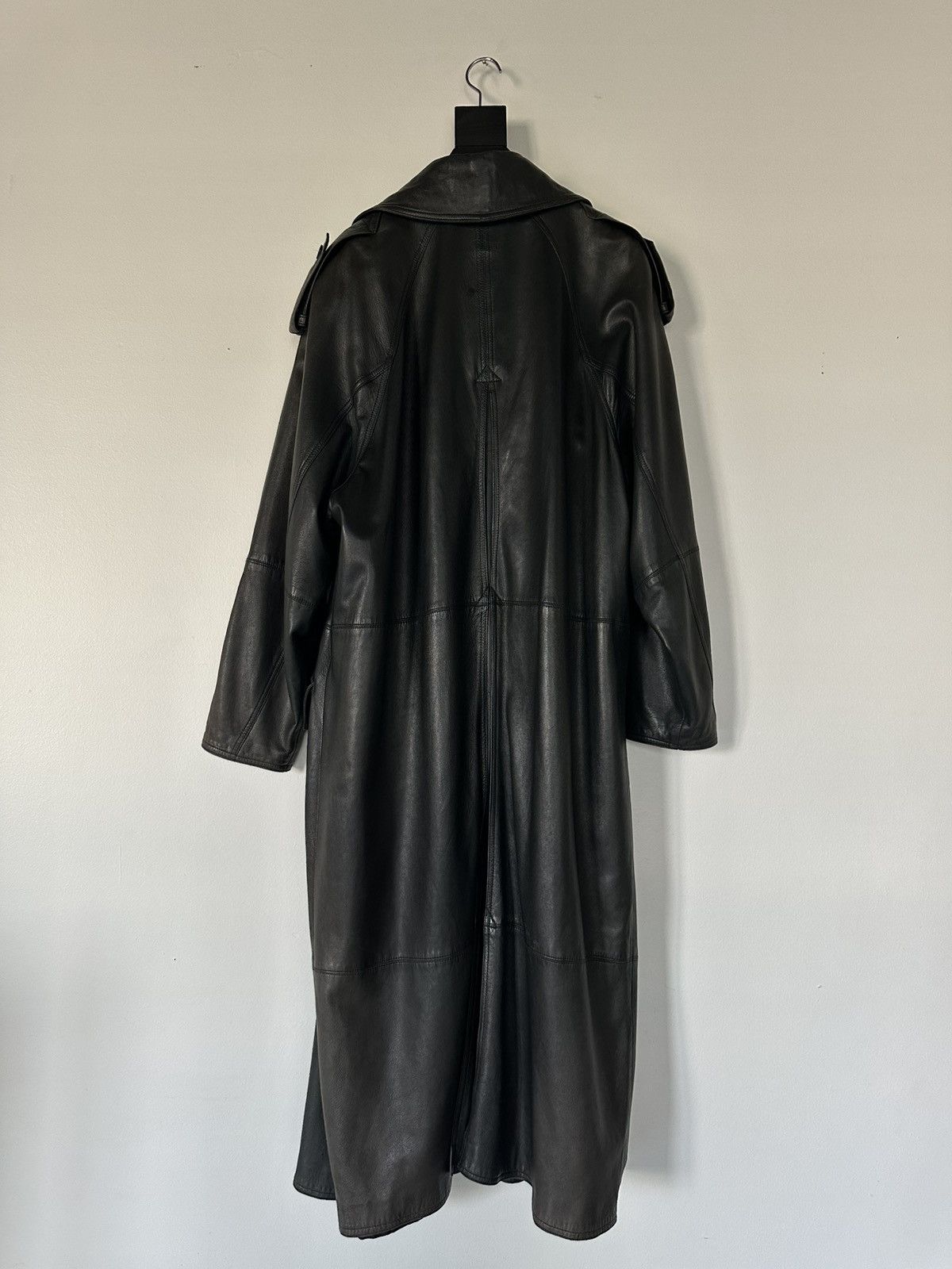 Versace Gianni Versace 80s Black Leather Trench Coat Size US XL / EU 56 / 4 - 6 Thumbnail