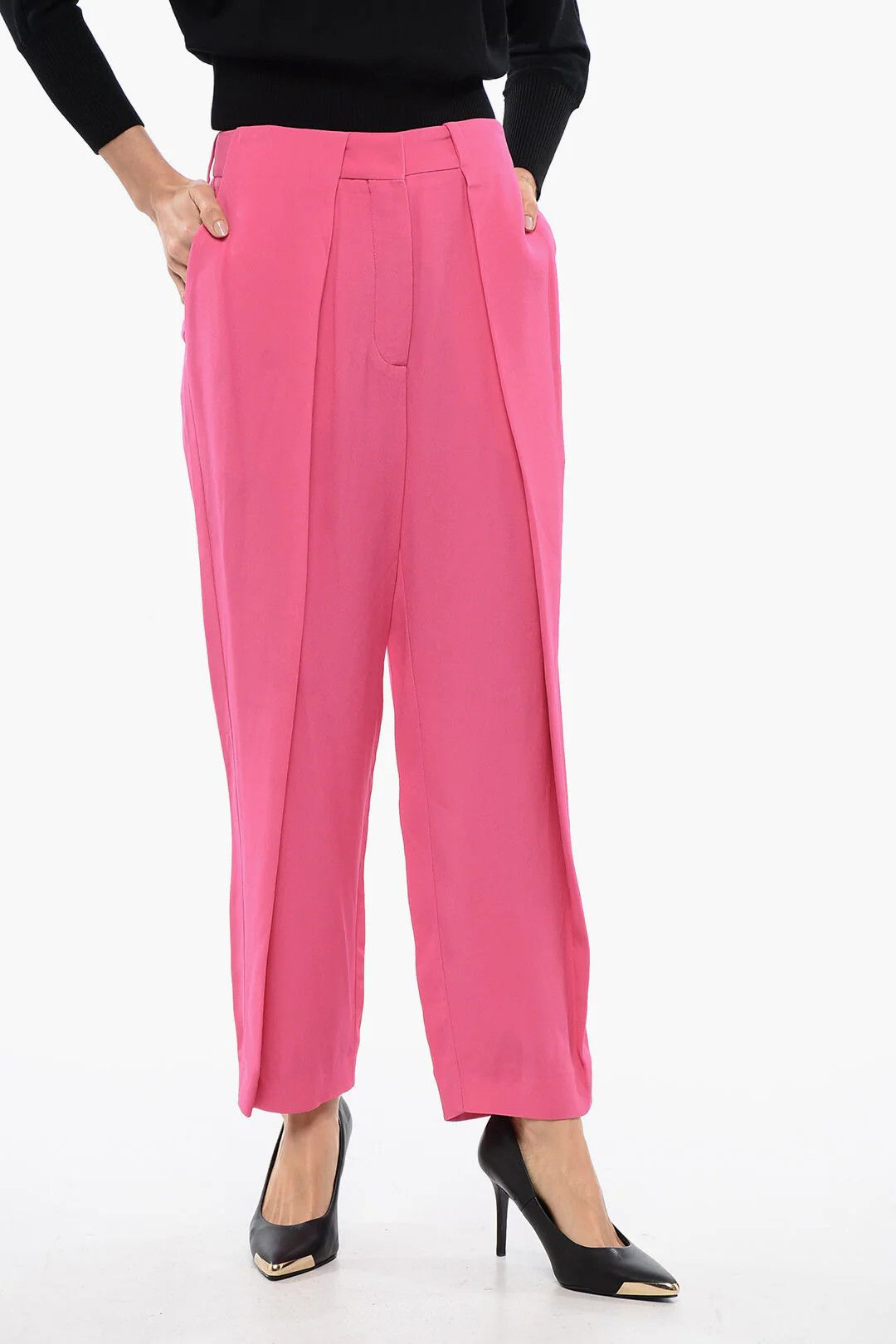 Balmain og1mm0326 High-Waist Tapered-Fit Pant in Pink Size 28" / US 6 / IT 42 - 1 Thumbnail