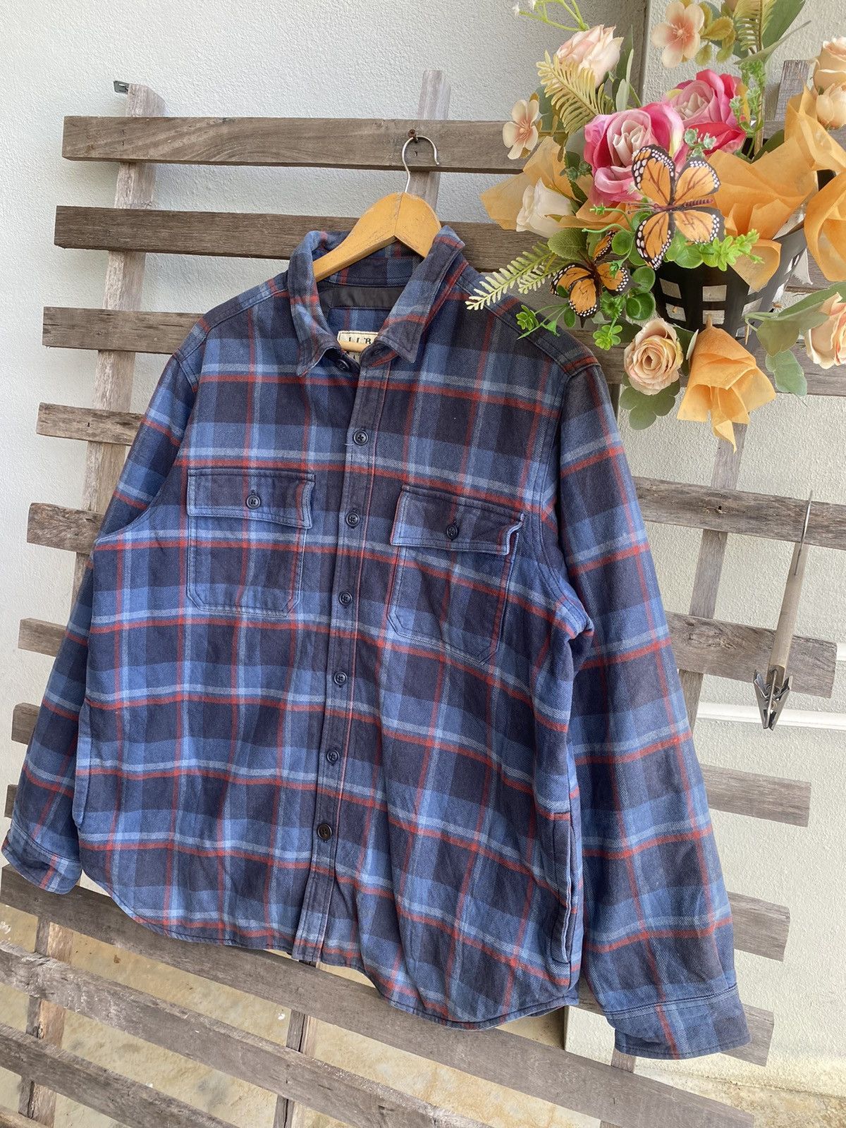 L.L. Bean Vintage Y2K L.L Bean Quilted Lined Plaid Shirt Jacket Size US XL / EU 56 / 4 - 4 Thumbnail