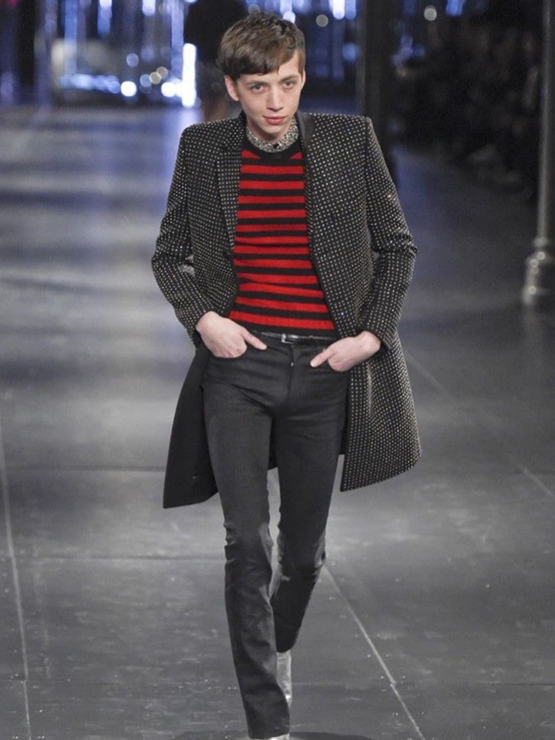 Saint Laurent Paris Saint Laurent Hedi Shoulder Zipper Border Knit Sweater Size US M / EU 48-50 / 2 - 2 Thumbnail
