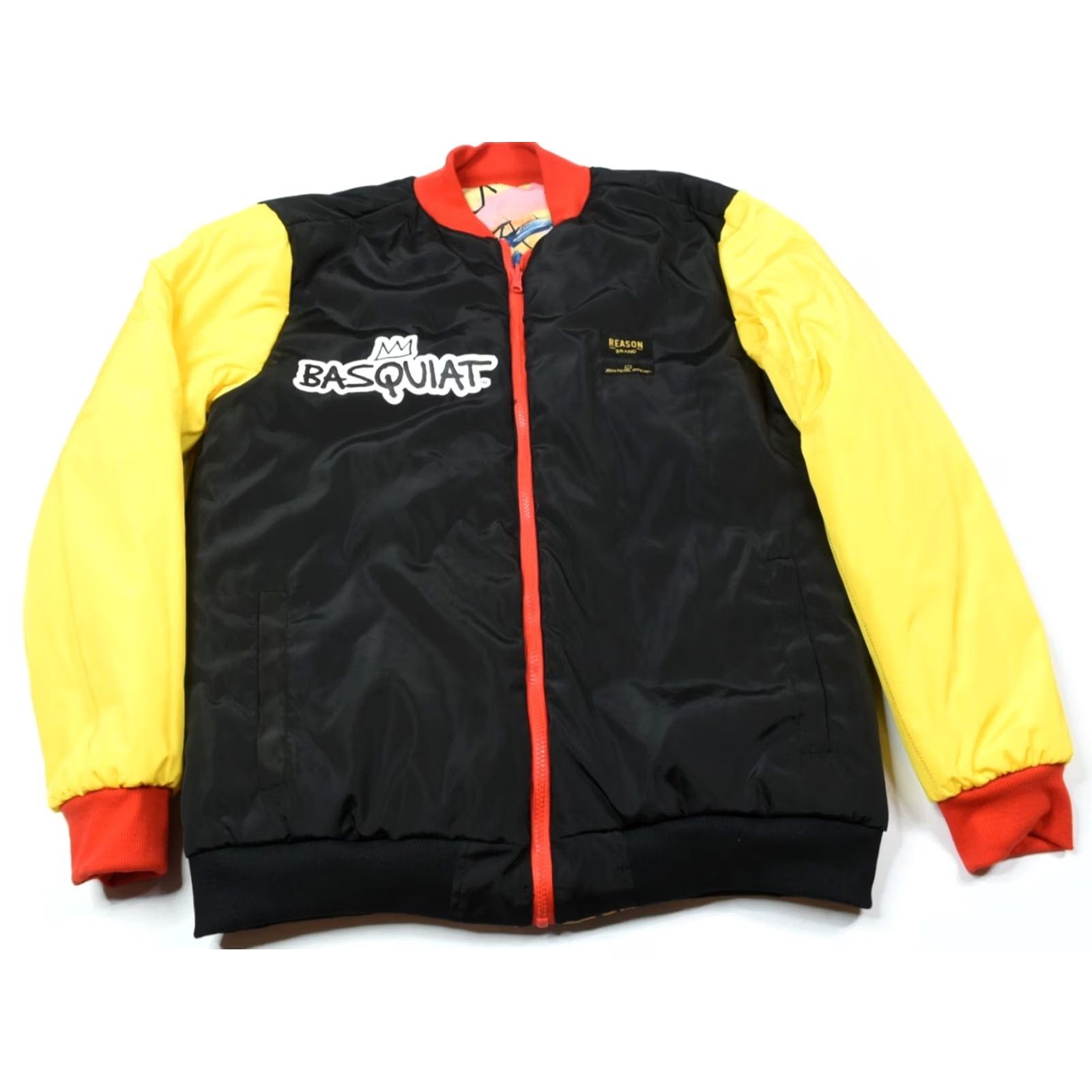 Reason Reason Jean Michel Basquiat Reversible Bomber Jacket Mens L Black Graffiti Size US 33 - 3 Thumbnail