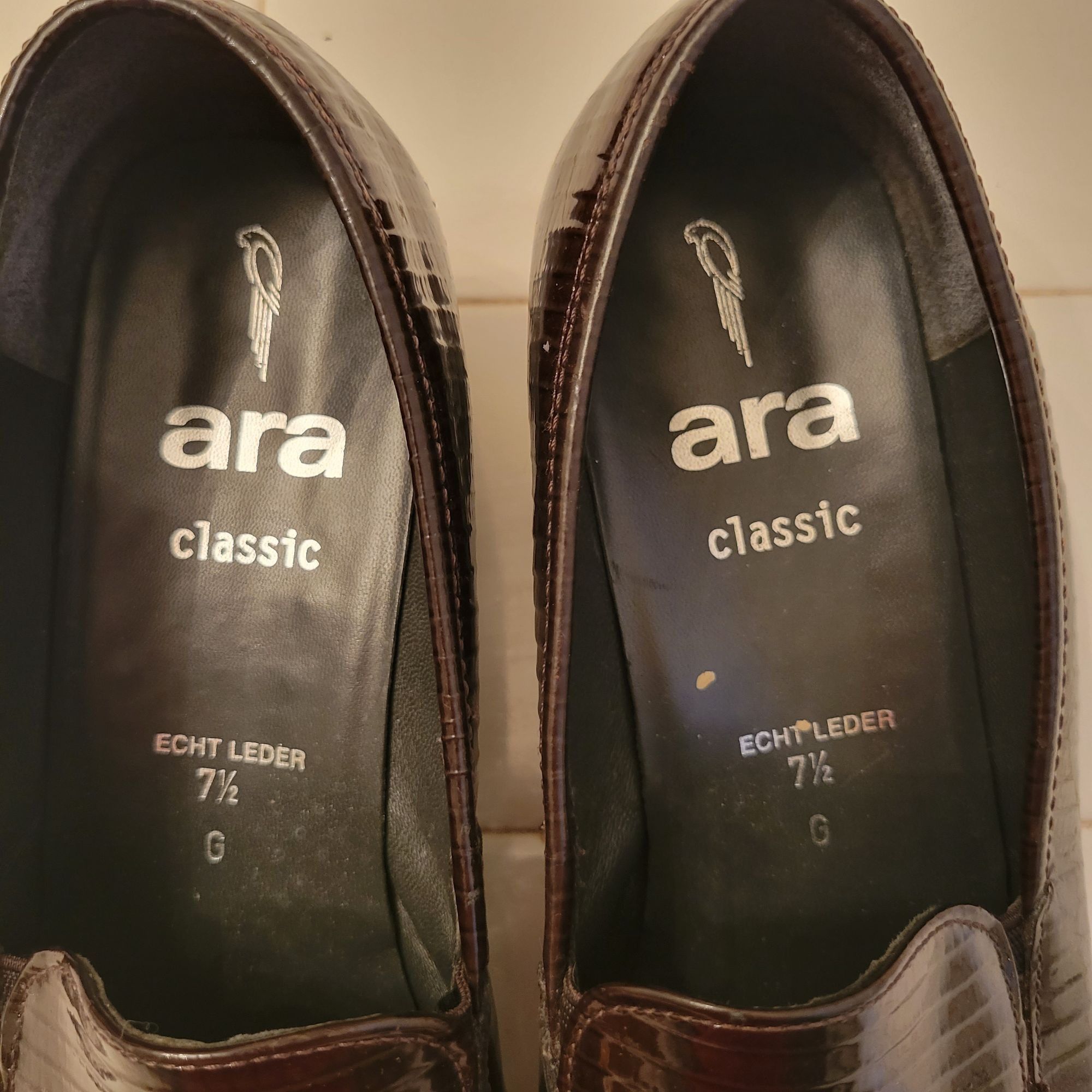 Vintage Ara Classic Echt Leder Brown Leather Heeled Loafers 7.5G Ge Size US 10 / IT 40 - 5 Thumbnail