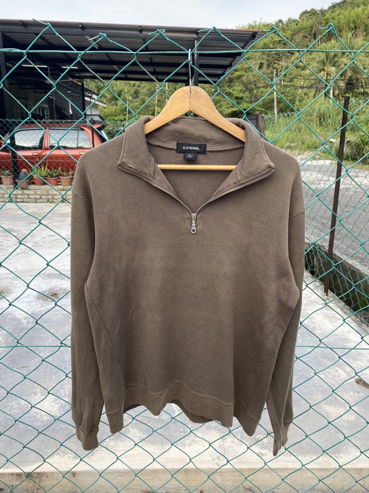 Japanese Brand US Naval olive brown half zip sweater Size US M / EU 48-50 / 2 - 1 Thumbnail