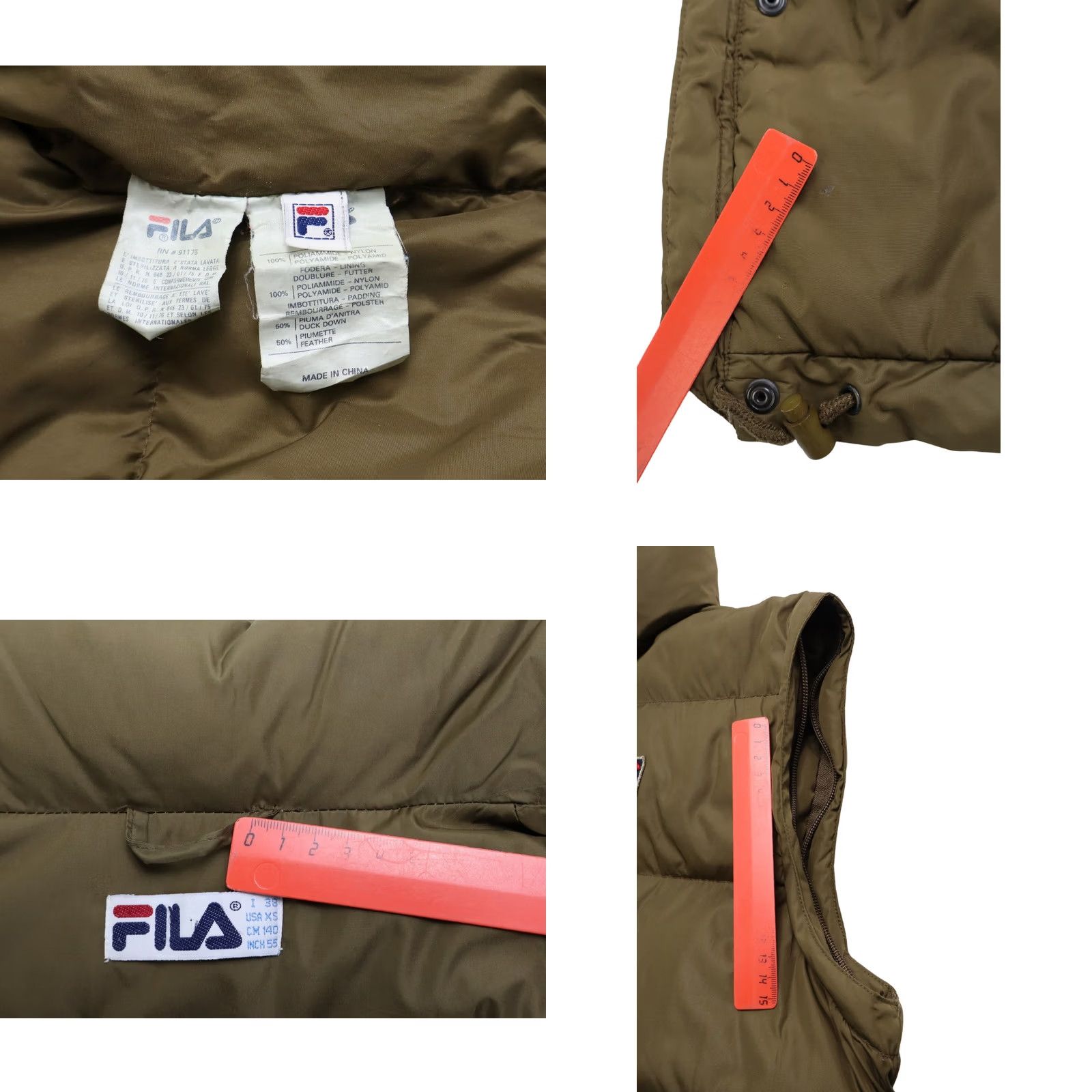 Fila FILA Waistcoat Men's XS Full Zip Down Filled Quilted Hidden Hood Brown Size US XS / EU 42 / 0 - 8 Thumbnail