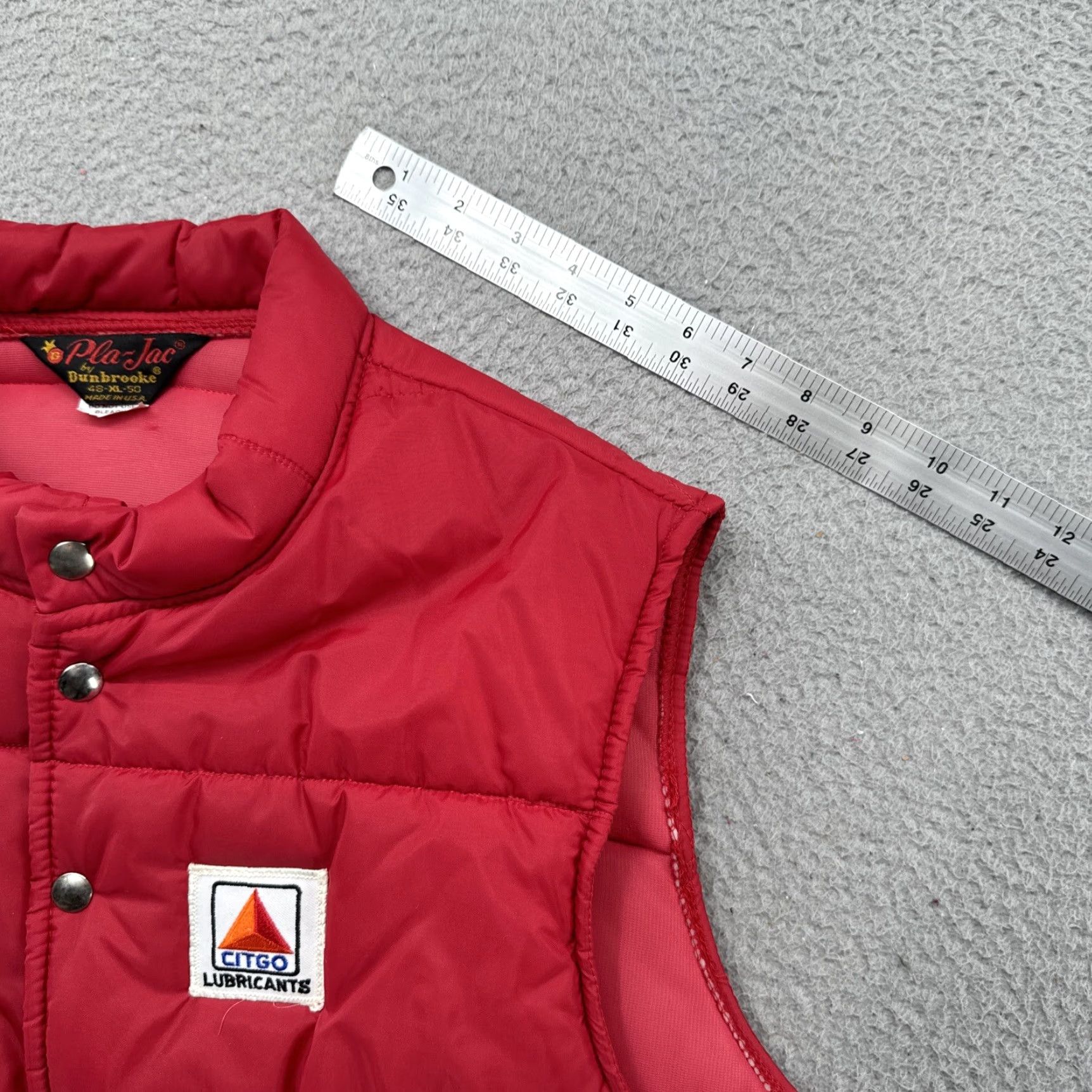 Dunbrooke VINTAGE Citgo Pla-Jac Dunbrooke Vest - Quilted Puffer Snap Up XL Red USA Made Size US XL / EU 56 / 4 - 7 Thumbnail
