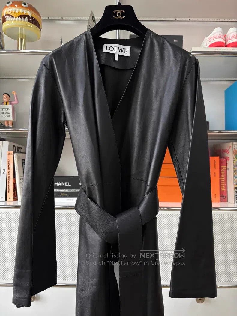 Loewe Loewe Soft lamb leather trench coat, black V-neck with tie Size XXS / US 00 / IT 34 - 2 Thumbnail