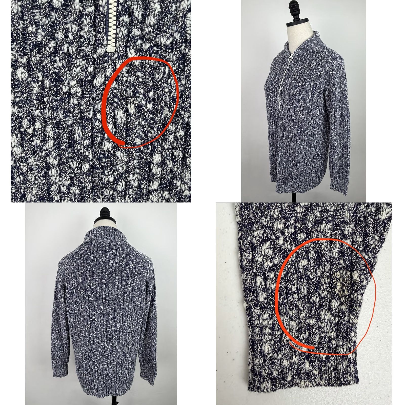 Vintage VINTAGE Womens Medium Sweater 70s Navy 1/2 Zip Raglan Knit Pullover Ski Size M / US 6-8 / IT 42-44 - 8 Thumbnail