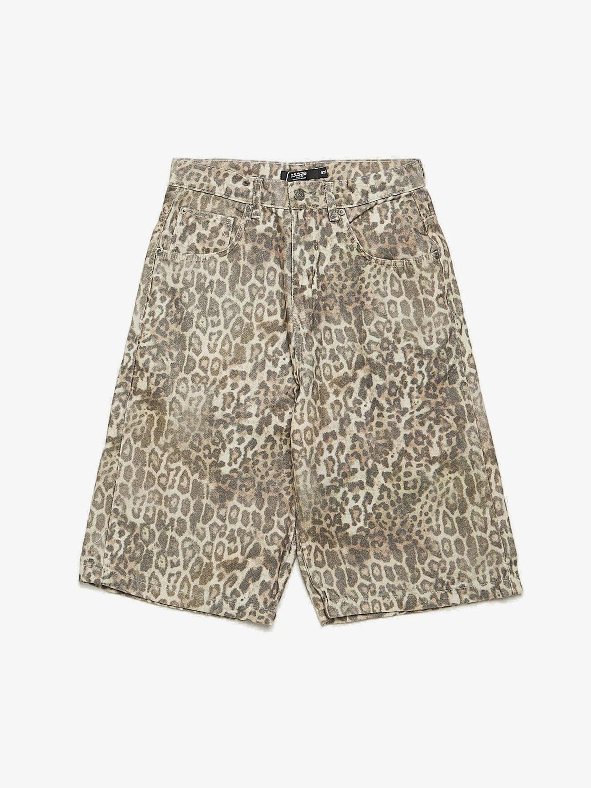 Jaded London Leopard Faded Colossus Denim Cotton Shorts | Grailed