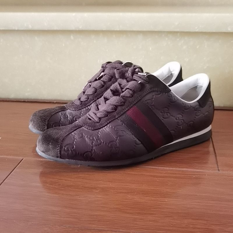 Gucci Gucci Brown Monogram Suede Casual Sneakers - Size US 6.5 / EU 39-40 - 1 Thumbnail