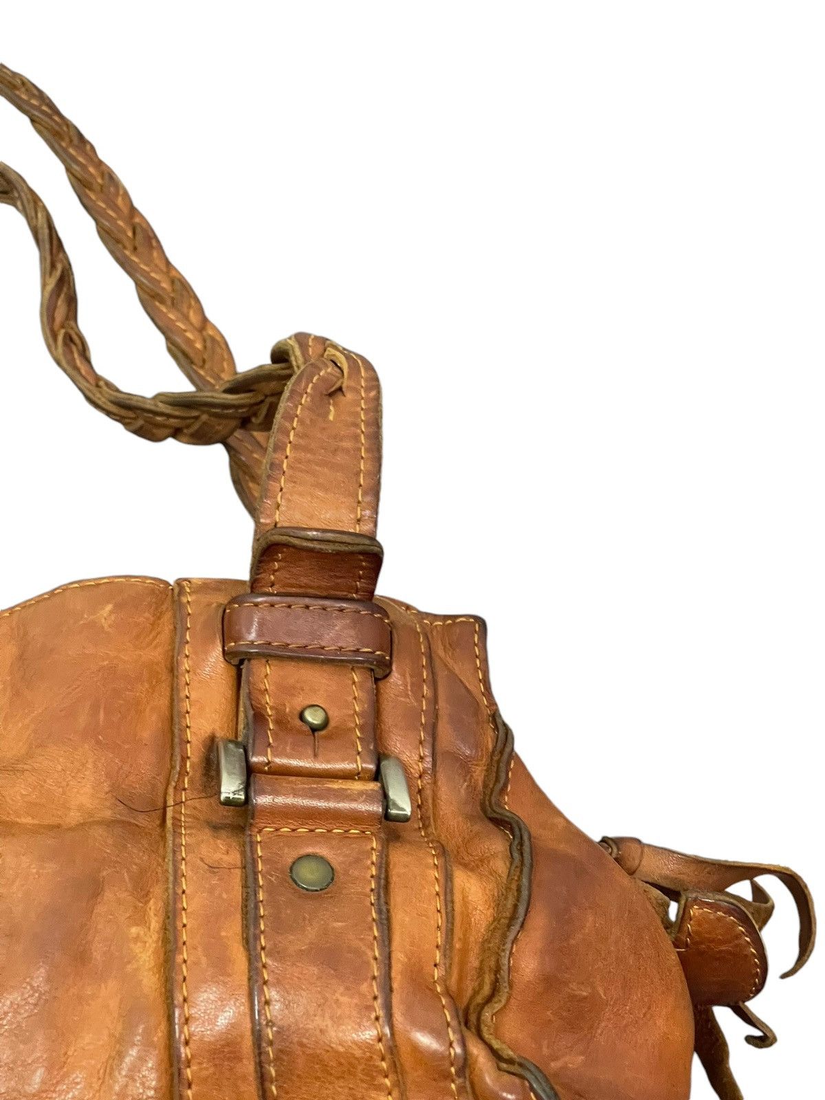 Genuine Leather Full Leather Patina Unknown Japan Tote Shoulder Bag 4🟩 Size ONE SIZE - 11 Thumbnail