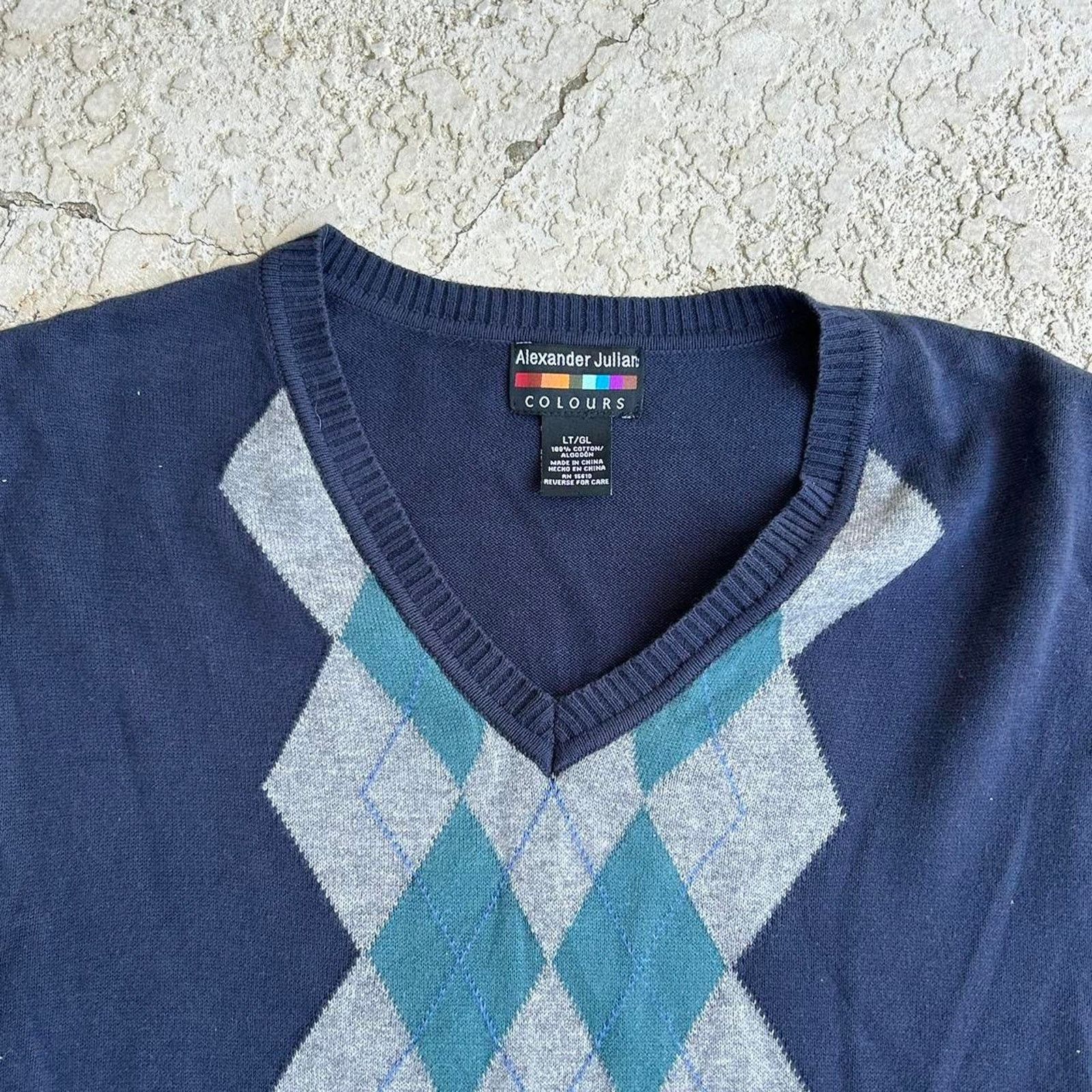 Other 90s Alexander Julian Colors Blue Patterned Sweater Vest.Sz L Size L / US 10 / IT 46 - 3 Thumbnail
