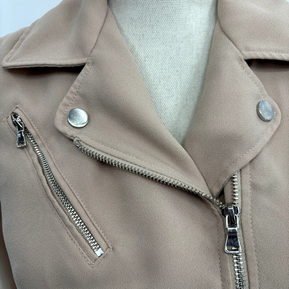 Kenneth Cole Kenneth Cole New York Women's Tan Moto Jacket Size S Long Sleeve Zippered Baddie Size S / US 4 / IT 40 - 4 Thumbnail