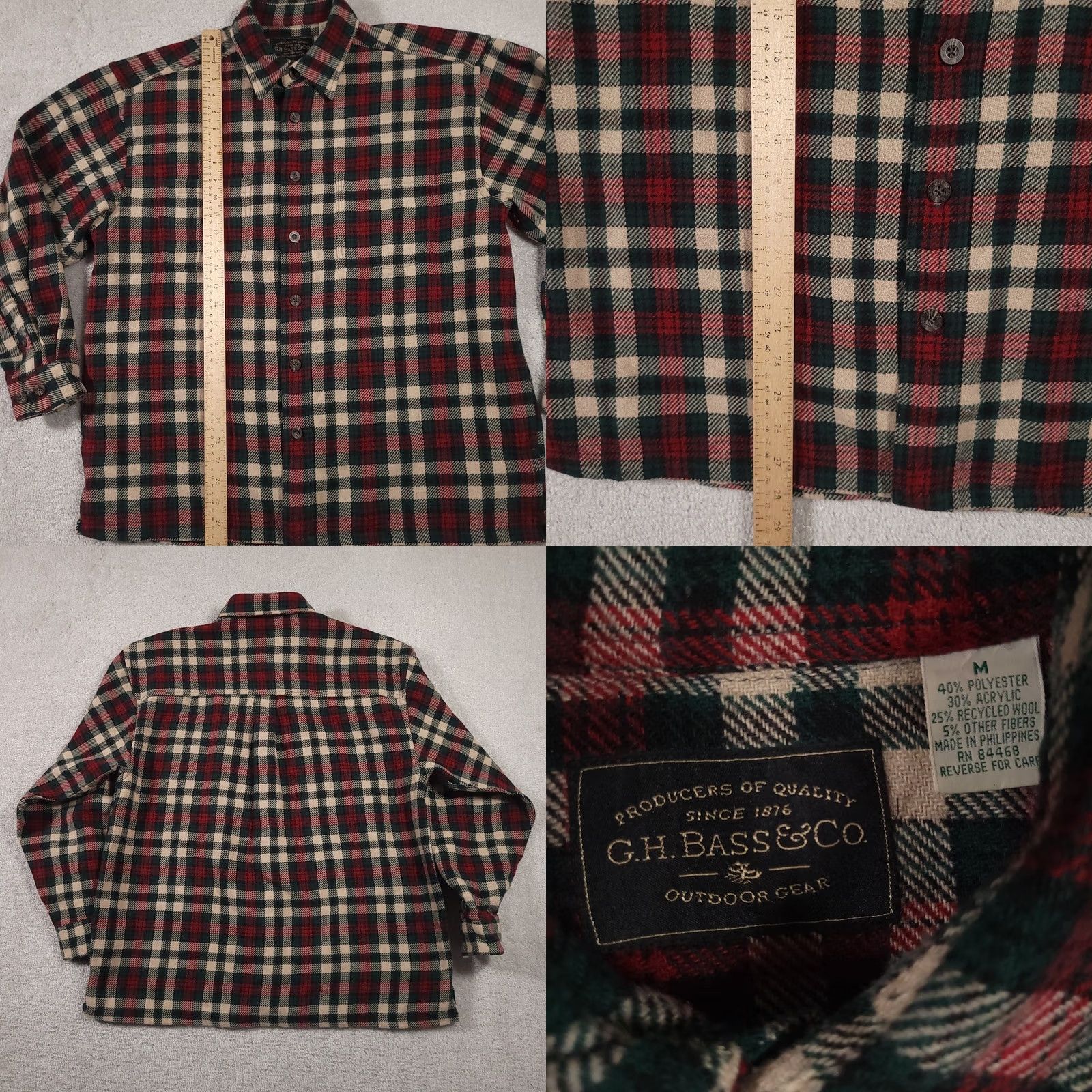 Vintage G.H. Bass & Co Button Up Plaid Flannel Shirt Shacket Mens Medium Wool Blend Chore Size US M / EU 48-50 / 2 - 8 Thumbnail