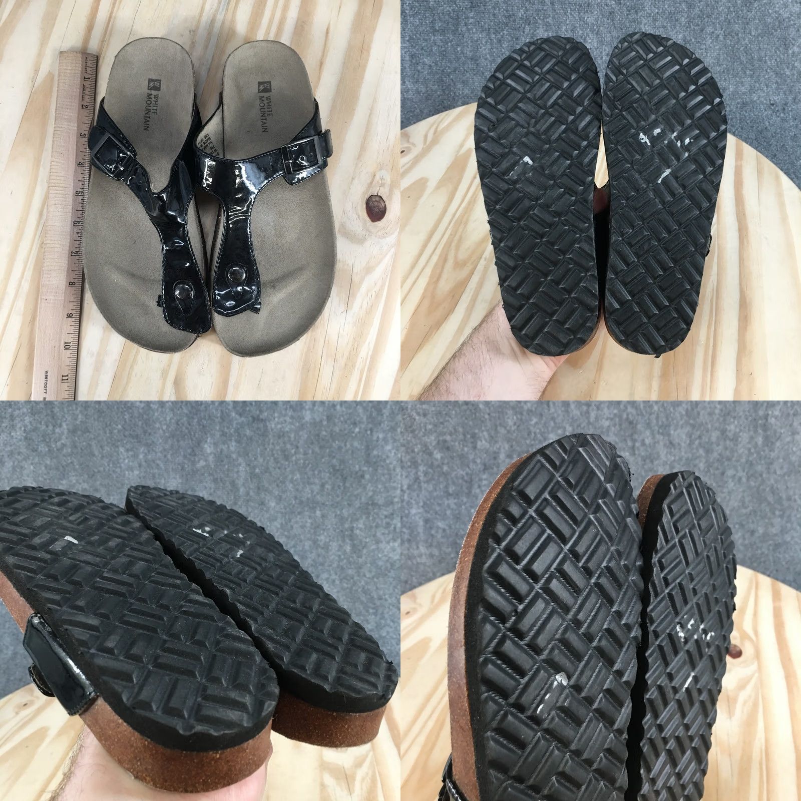 Vintage White Mountain Sandals Womens 7M Chicory Thong Black Slip On Casual W16970Z Size US 7 / IT 37 - 9 Thumbnail