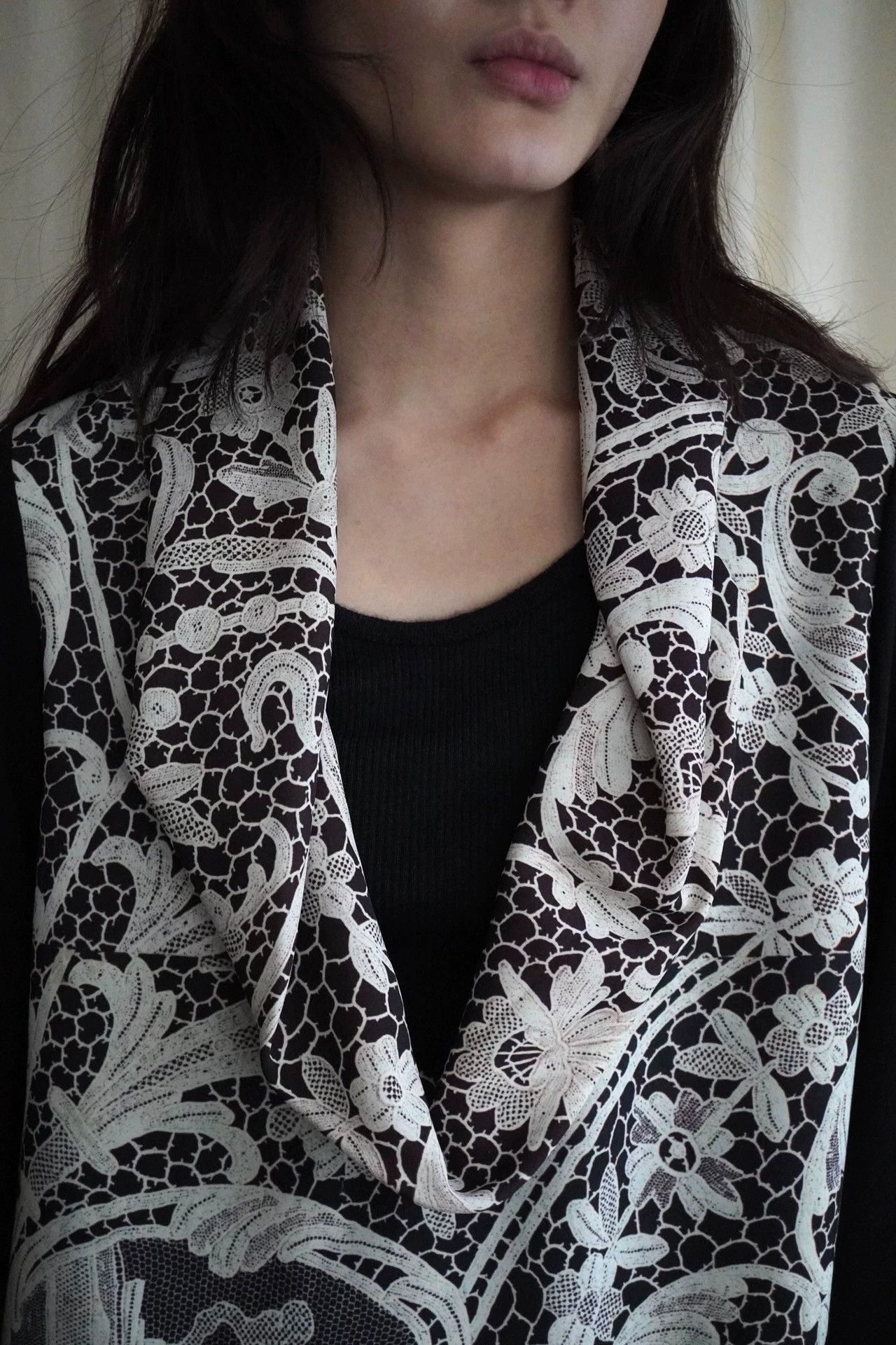 Comme des Garcons COMME des GARCONS 1996ss tricot Printed Lace Draped Neck Top Size M / US 6-8 / IT 42-44 - 3 Thumbnail
