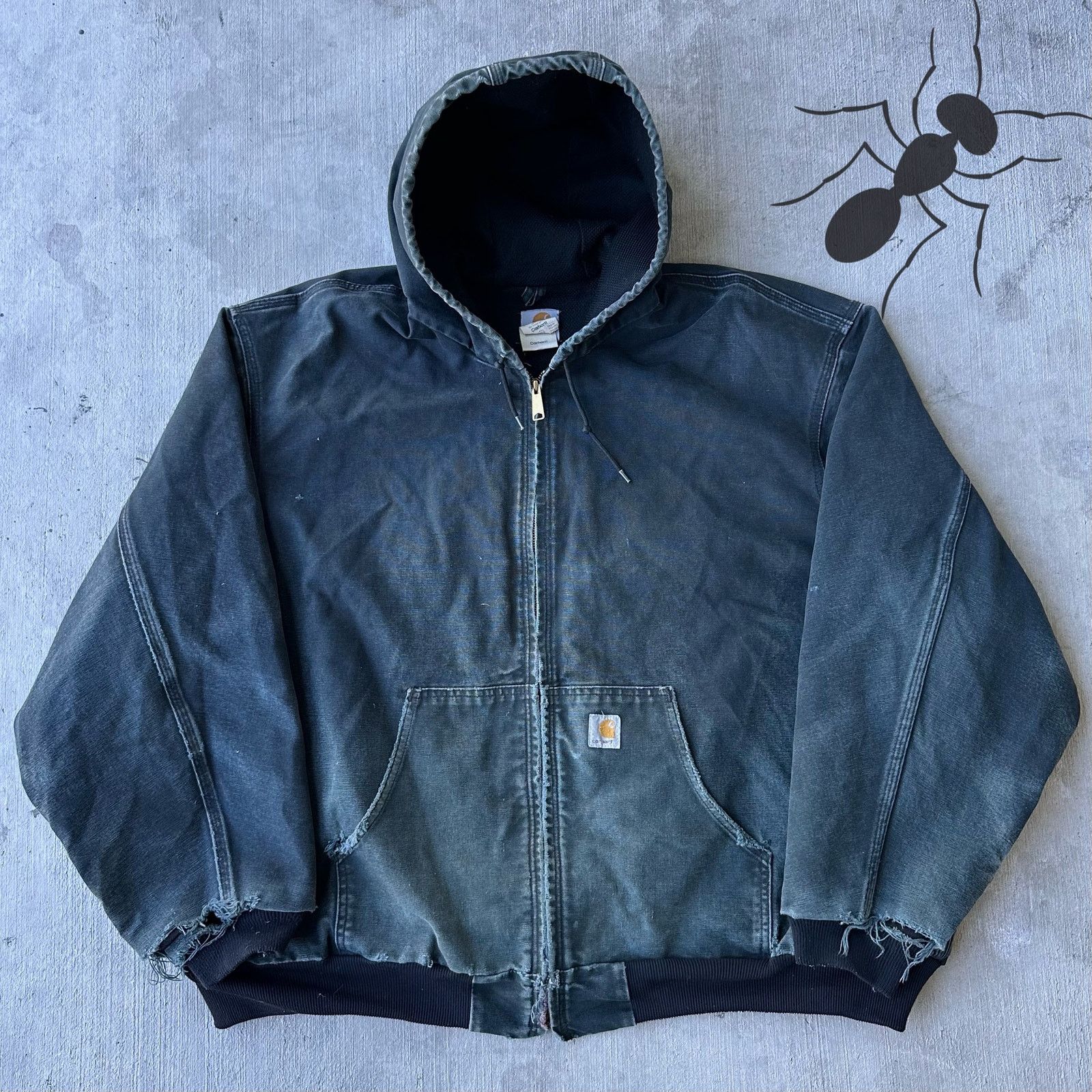 Carhartt × Vintage VTG Carhartt J130 Sun Faded Black Canvas