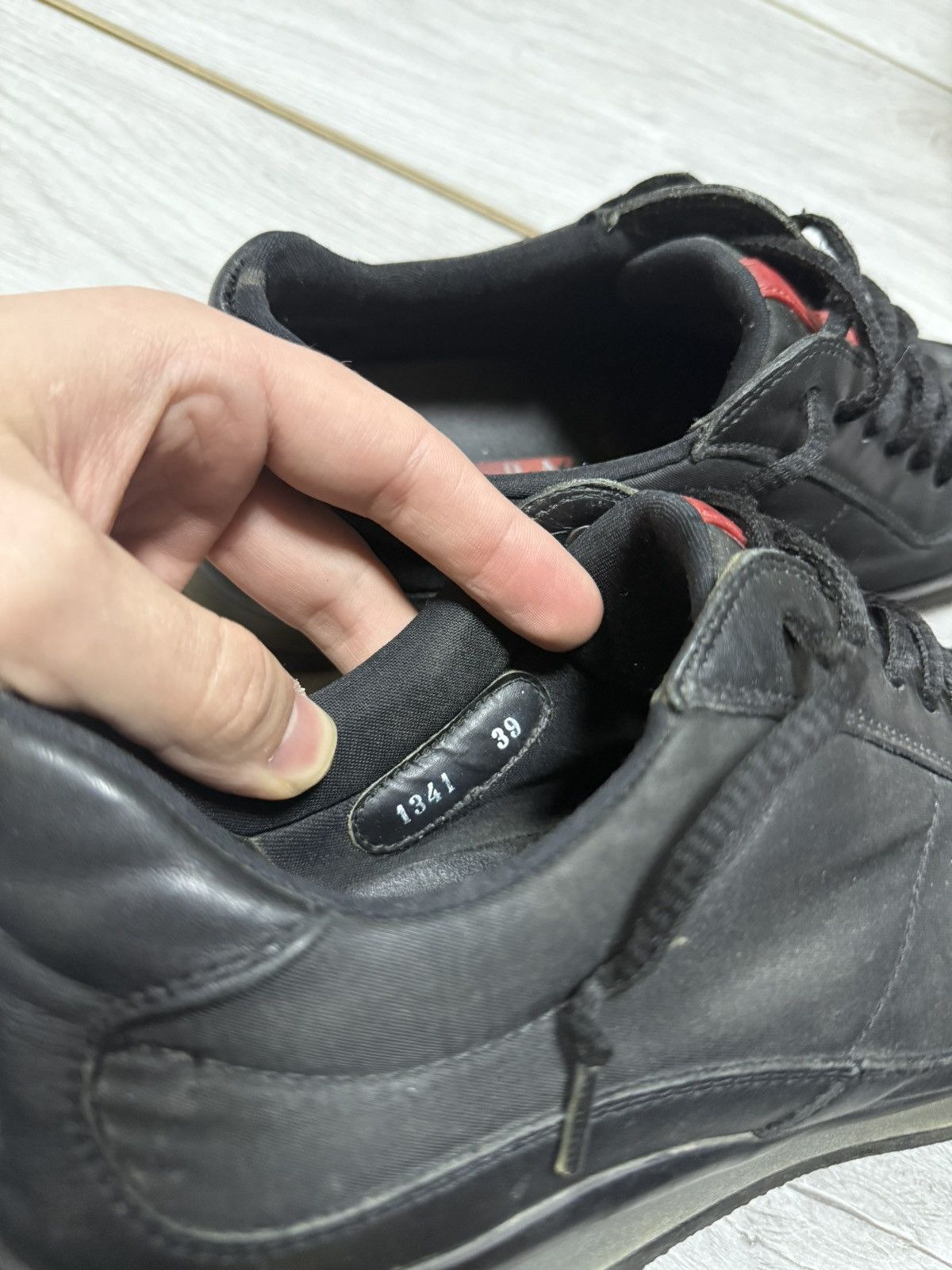 Prada Prada red tab square vintage nylon leather sneakers logo Size US 9 / IT 39 - 9 Thumbnail