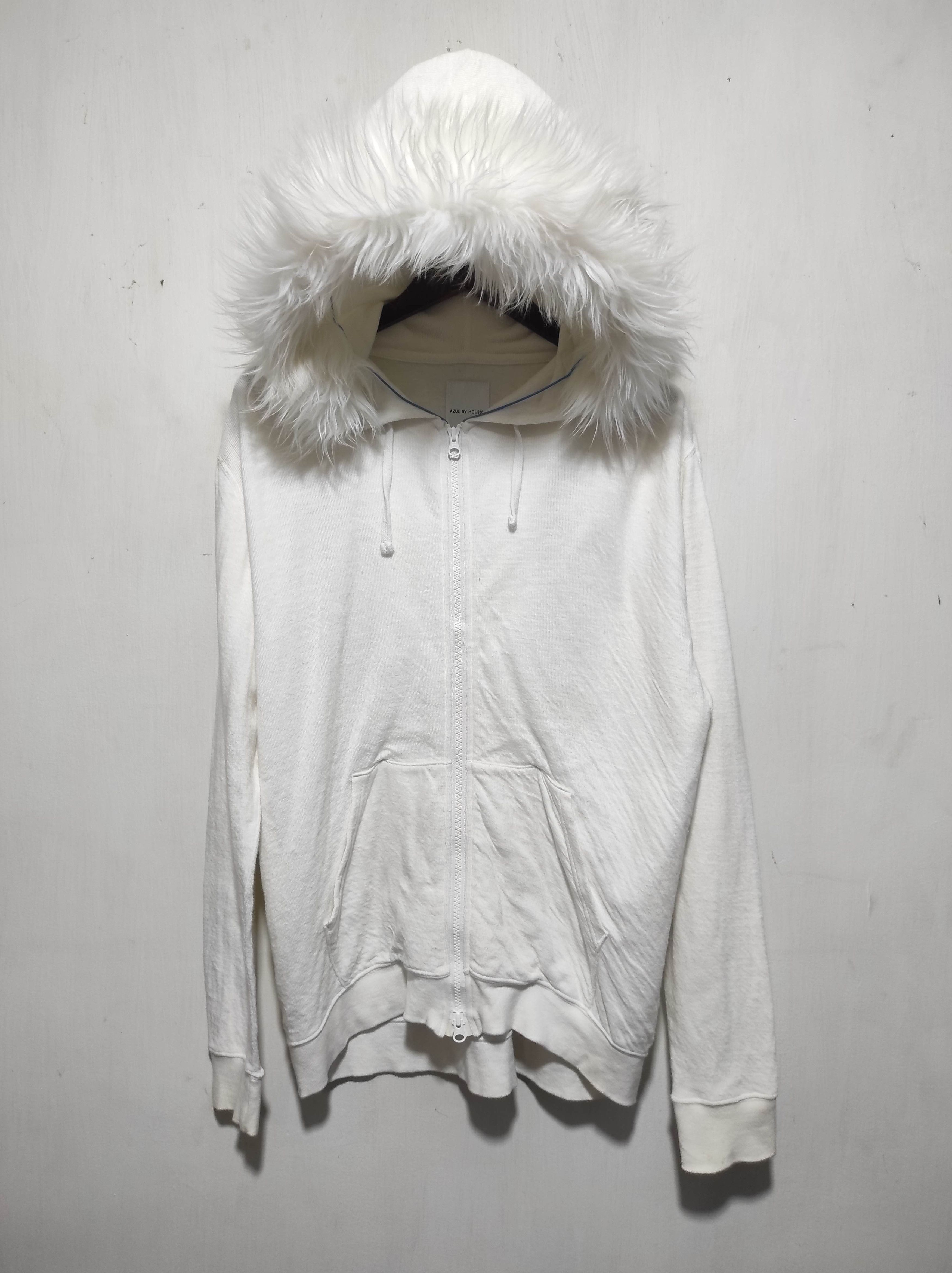 MOUSSY Azul by Moussy White Zip Fur Hoodie LGB style Size US L / EU 52-54 / 3 - 7 Thumbnail