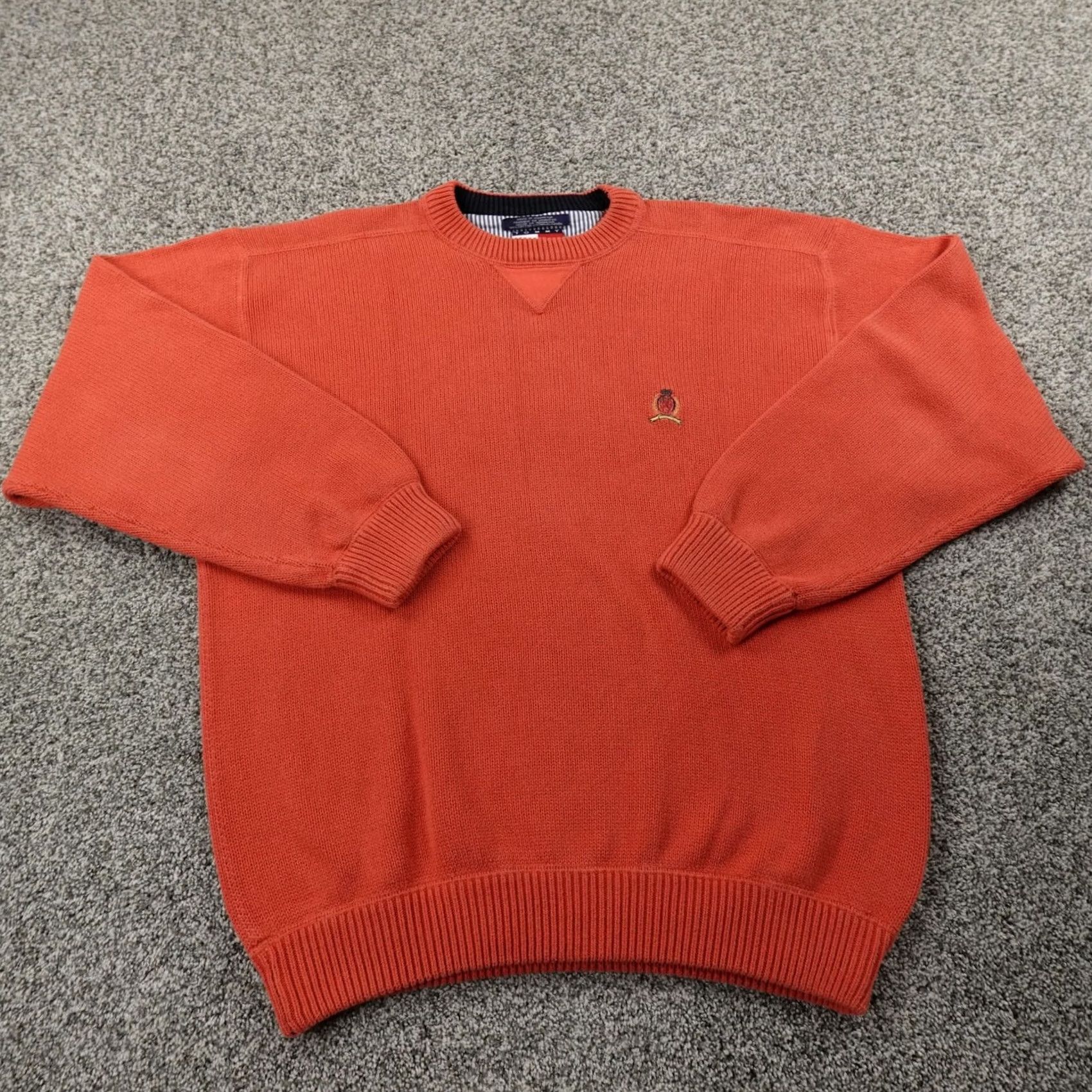 Tommy Hilfiger VTG Tommy Hilfiger Sweater Mens L Orange Logo Heavy Knit Crewneck Sweatshirt 90s Size US L / EU 52-54 / 3 - 2 Thumbnail
