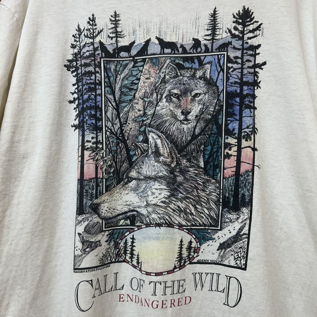 Vintage Vintage 90s Call Of The Wild Wolf Nature Distressed T Shirt Size US L / EU 52-54 / 3 - 9 Thumbnail