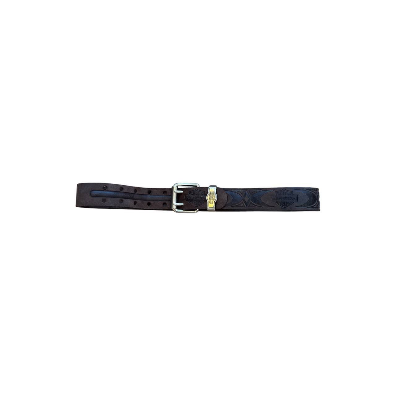 Harley Davidson HARLEY DAVIDSON RARE WESTERN BROWN MONOGRAM BELT SIZE 98.5CM Size 34 - 1 Thumbnail